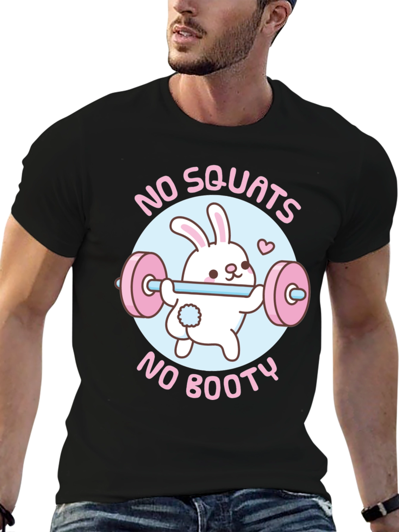Black No Squats No Booty Funny Workout Shirt view 6