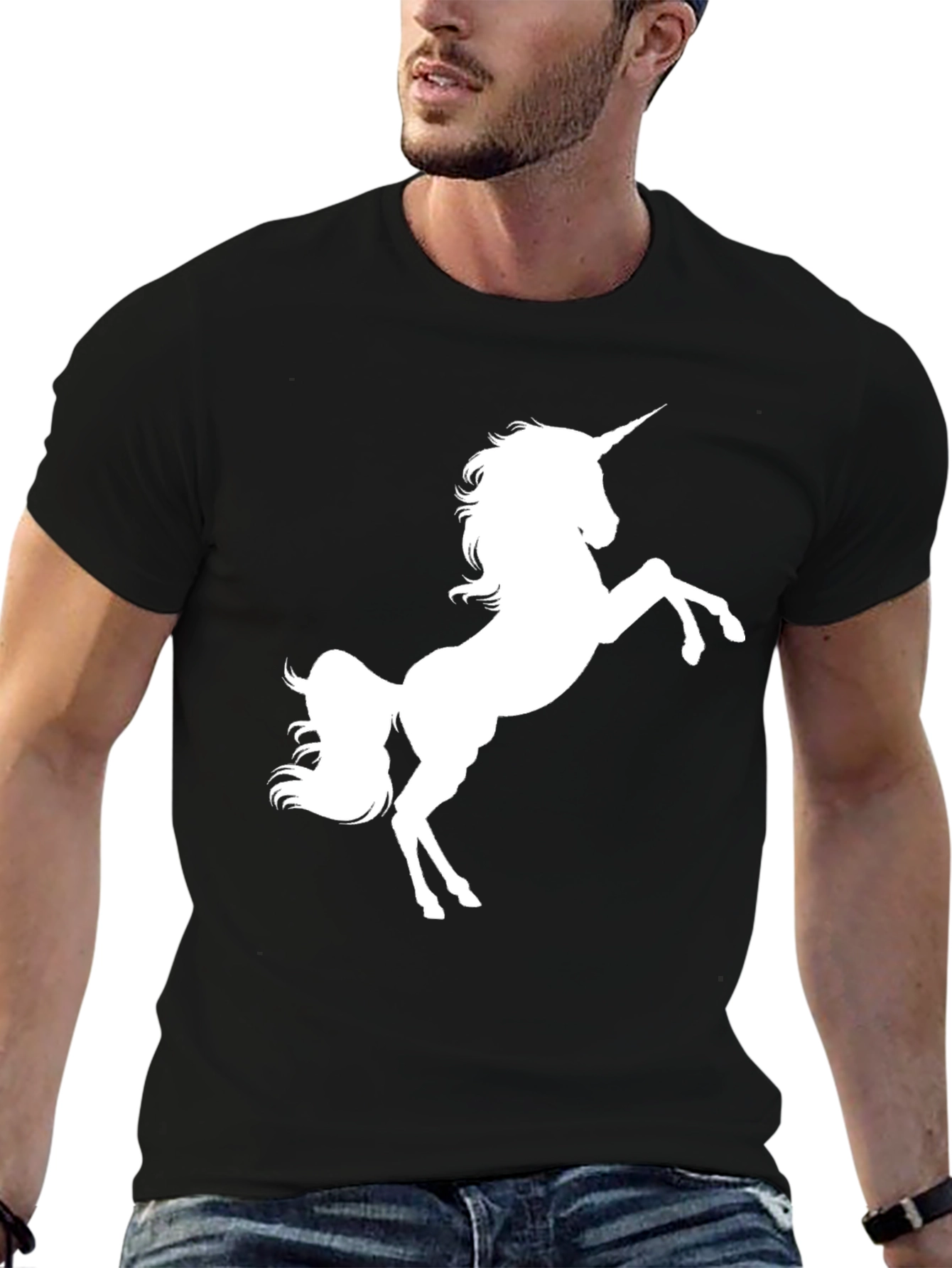 Black Unicorn Graphic Tee - Black Cotton Blend view 6
