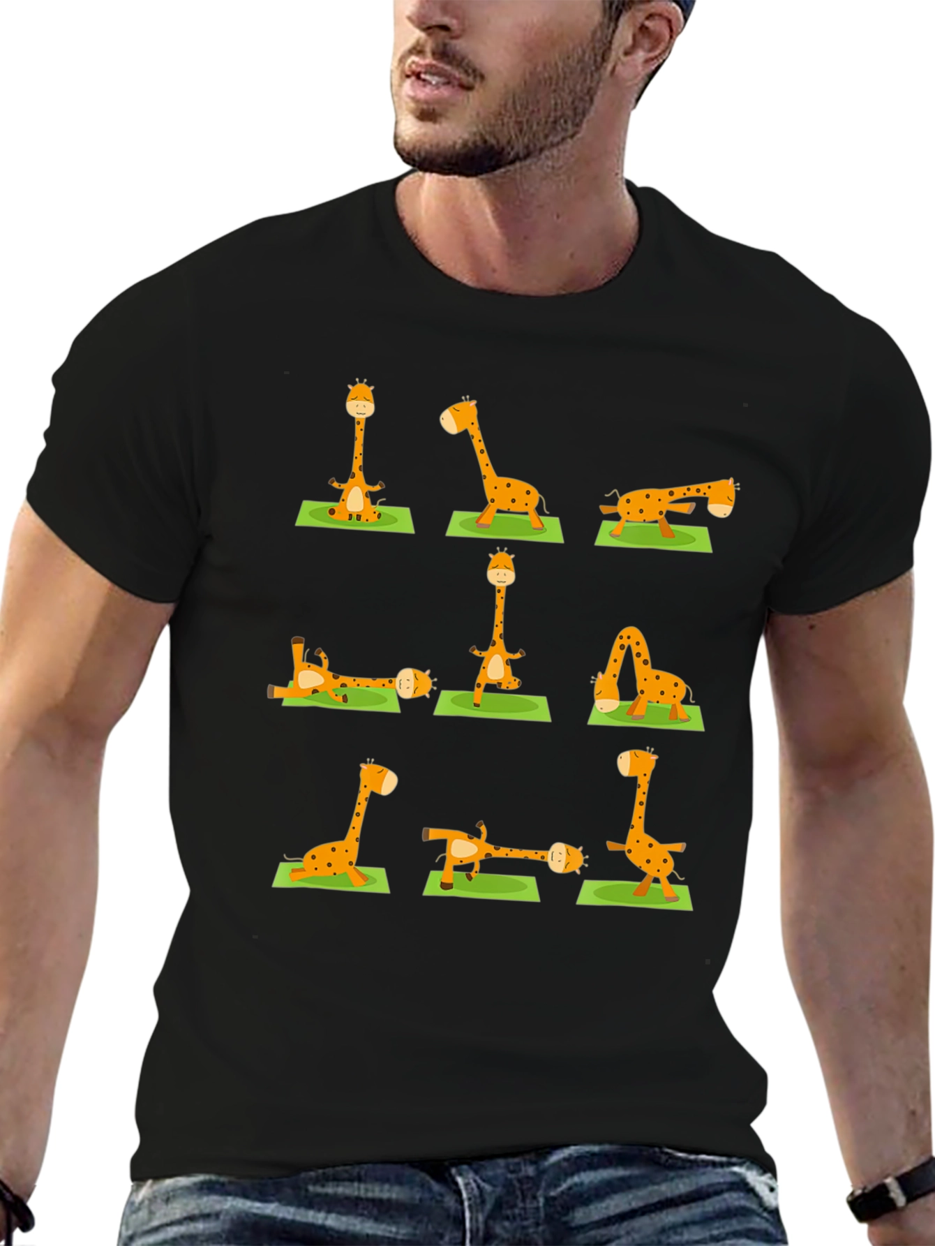 Black Yoga Giraffe T-Shirt - Zen Animal Tee view 6