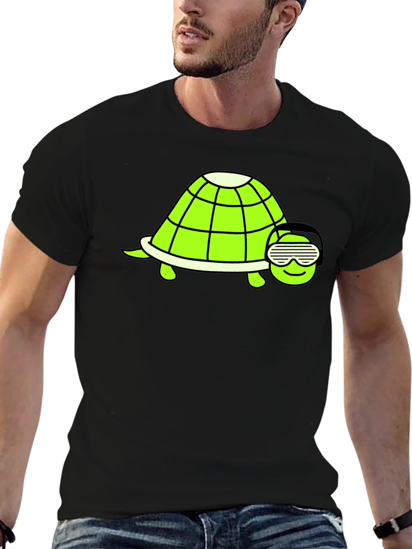 Black Cool Turtle Graphic T-Shirt - Black view 6