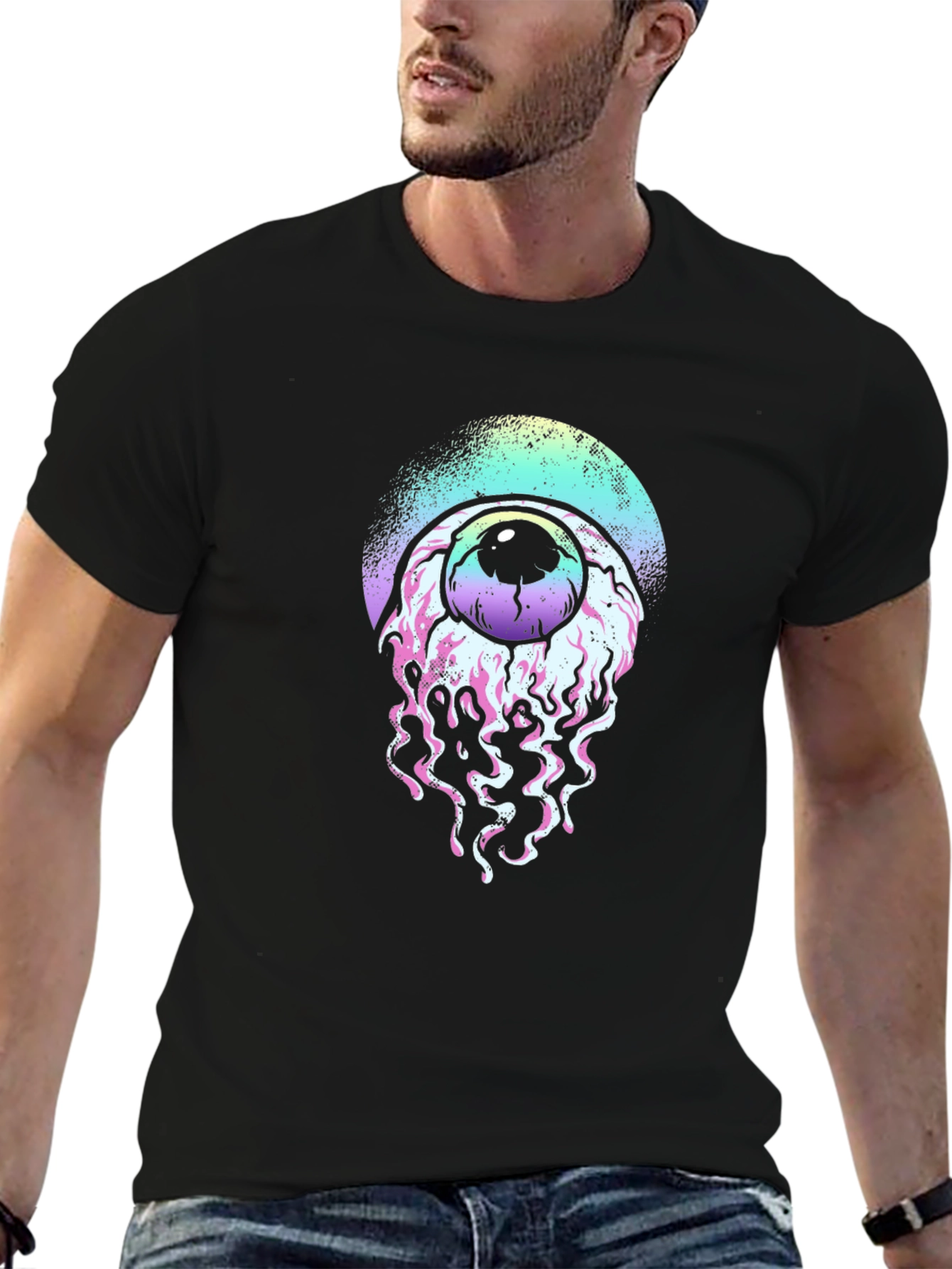 Black Eyeball Graphic Black T-Shirt view 6