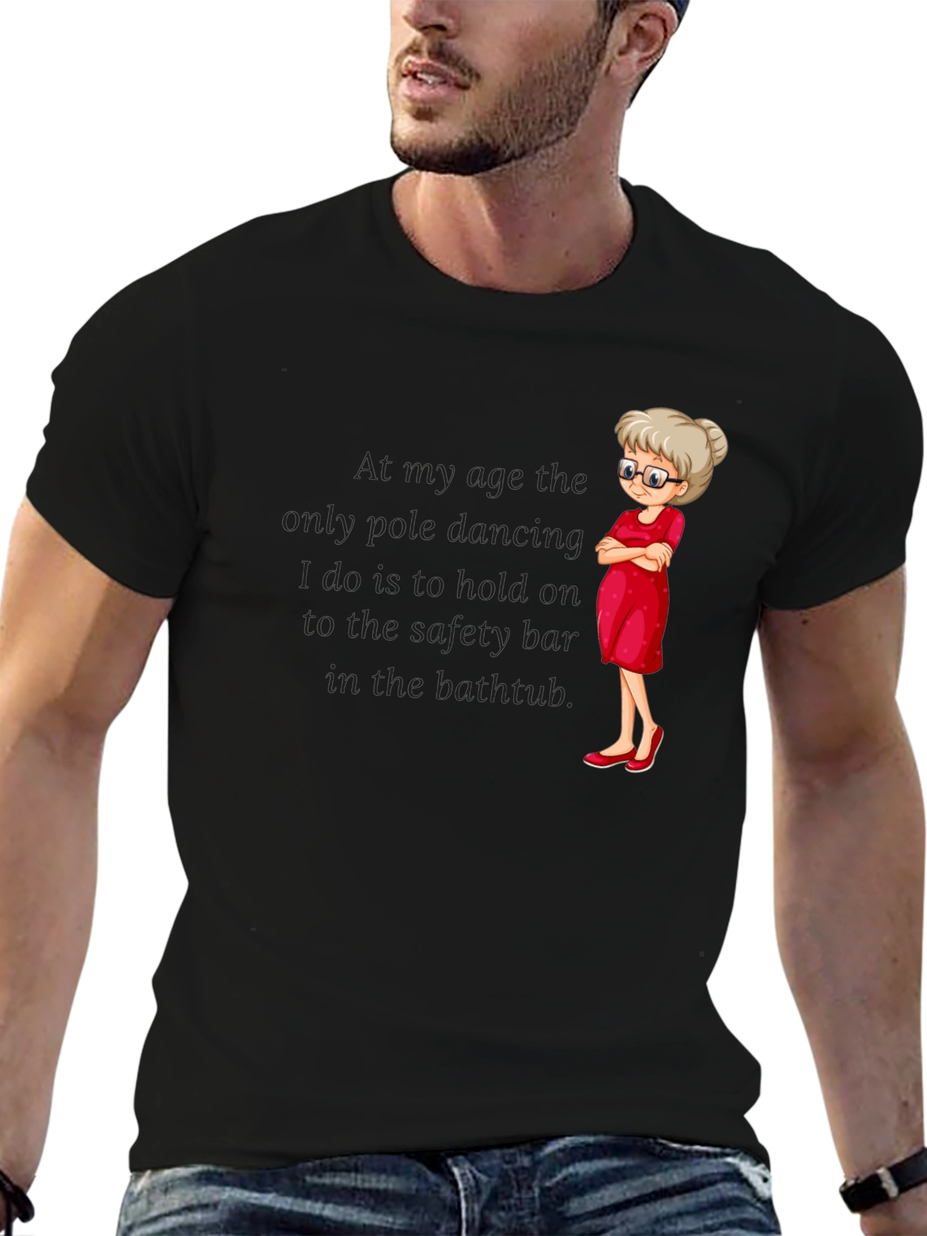 Black Funny Grandma Pole Dancing T-Shirt view 6