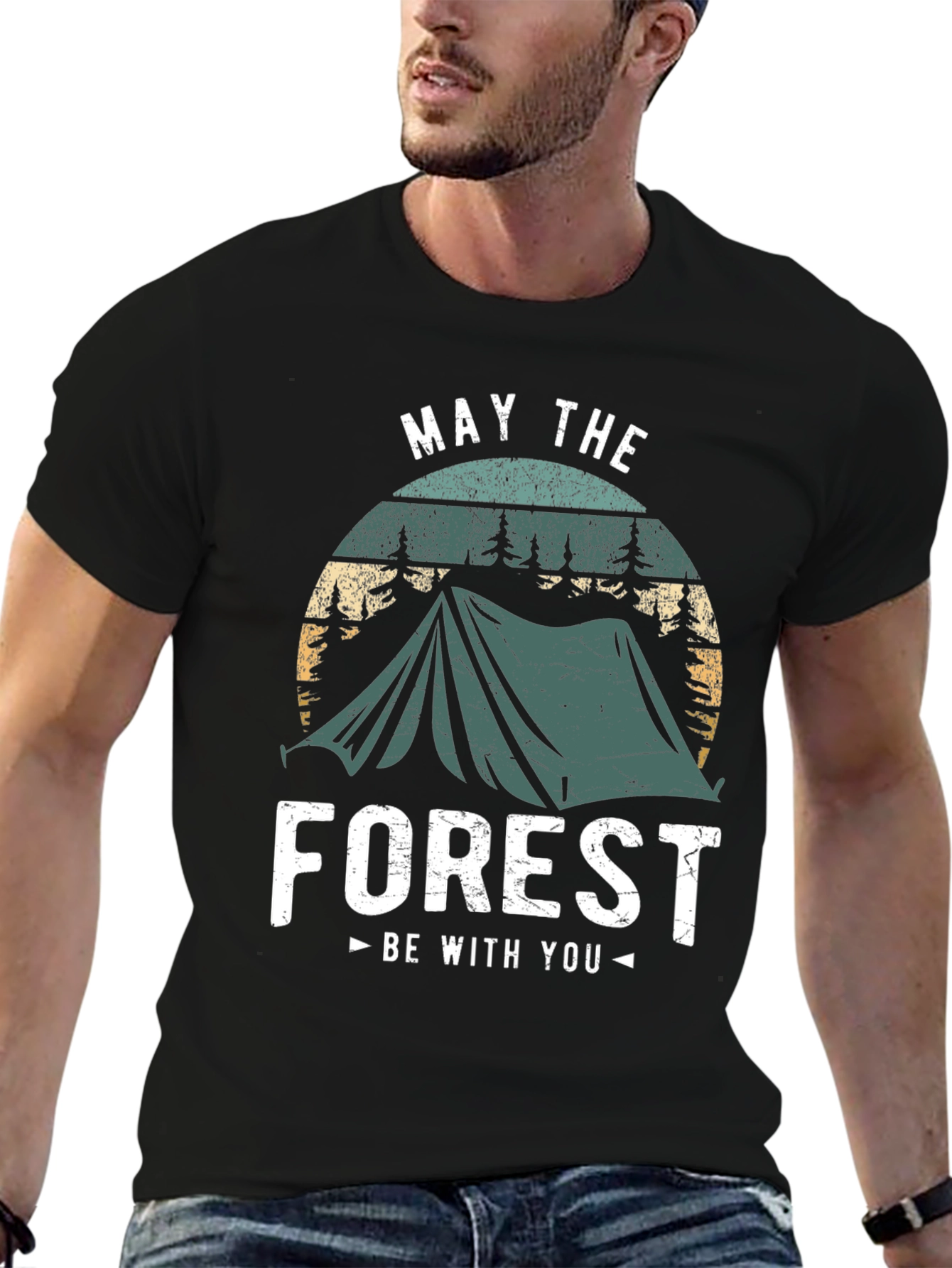 Black May The Forest Be With You Camping T-Shirt view 6