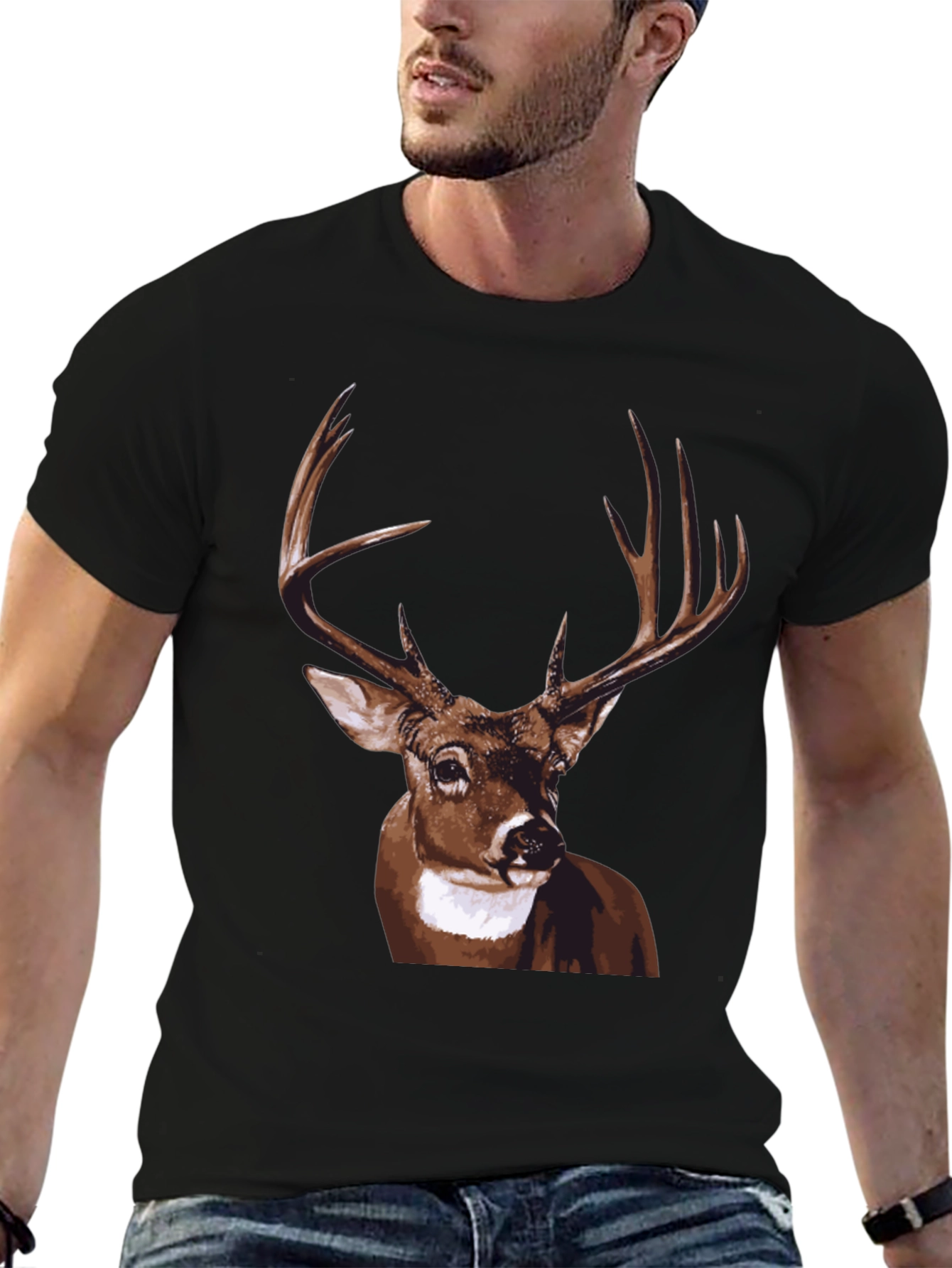 Black Deer Graphic Tee - Men's Black T-Shirt view 6