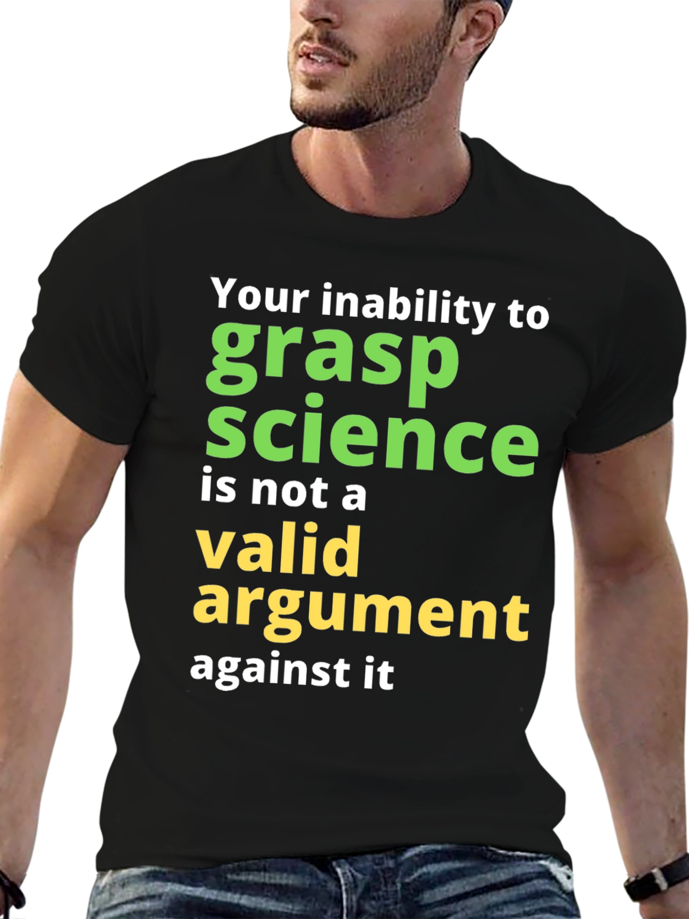Black Science Humor T-Shirt: Grasp Science view 6