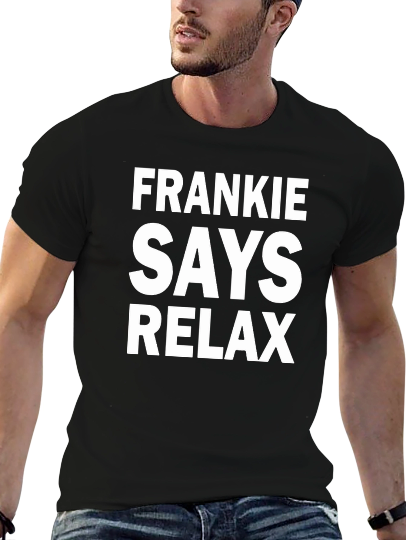 Black Frankie Says Relax T-Shirt - Classic Retro Tee view 6