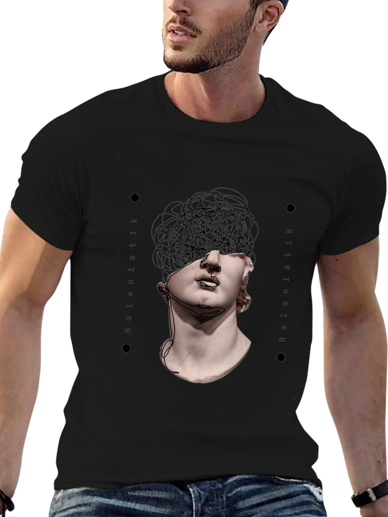 Black Abstract Sculpture Graphic Tee view 6