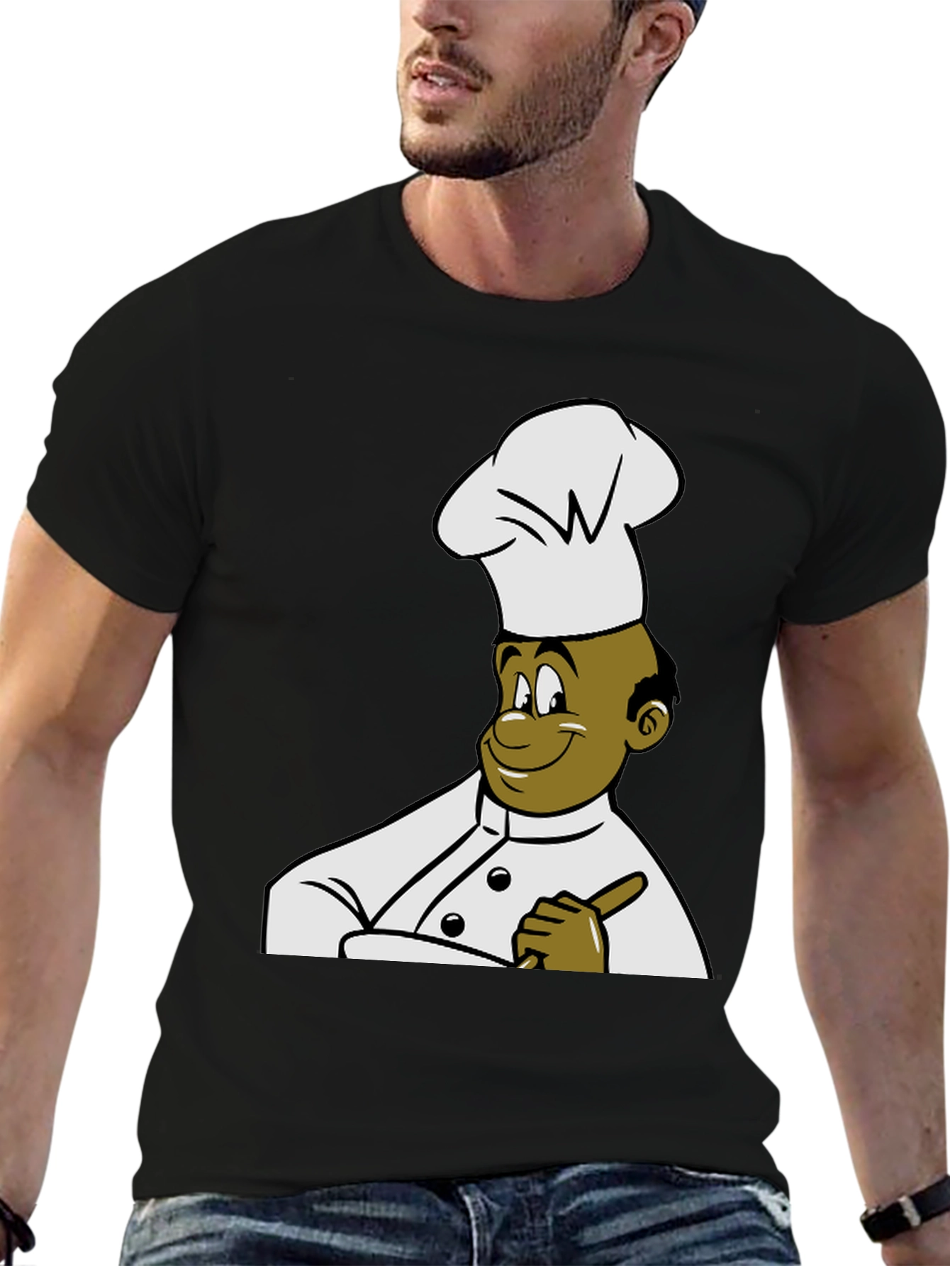 Black Chef Cartoon Graphic Tee - Black T-Shirt view 6