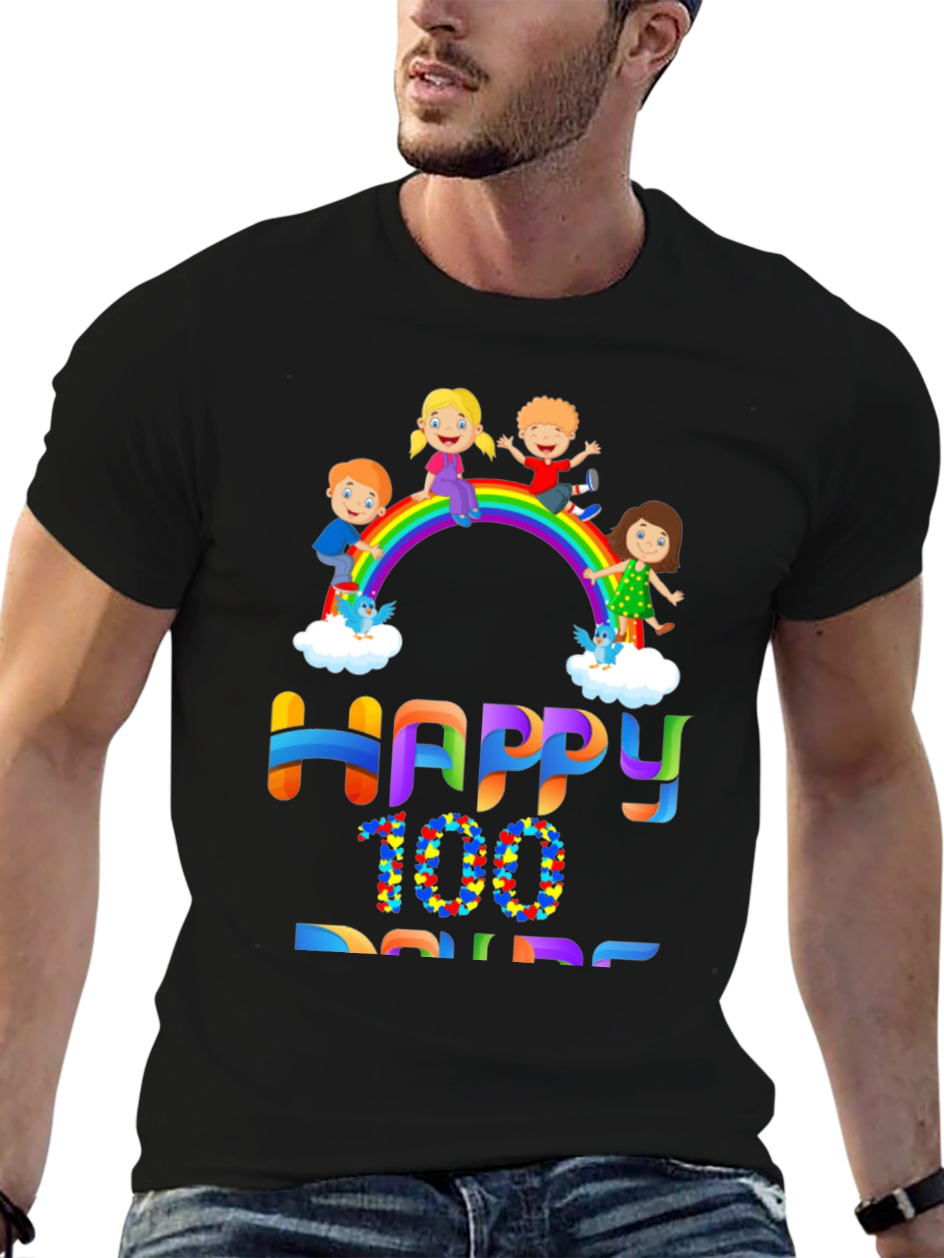 Black Happy 100 Days T-Shirt view 6