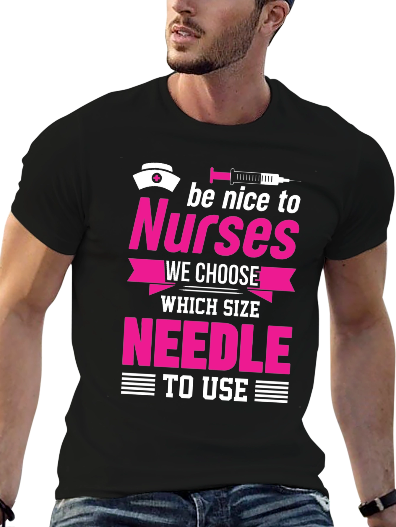 Black Funny Nurse T-Shirt - Be Nice To Nurses view 6