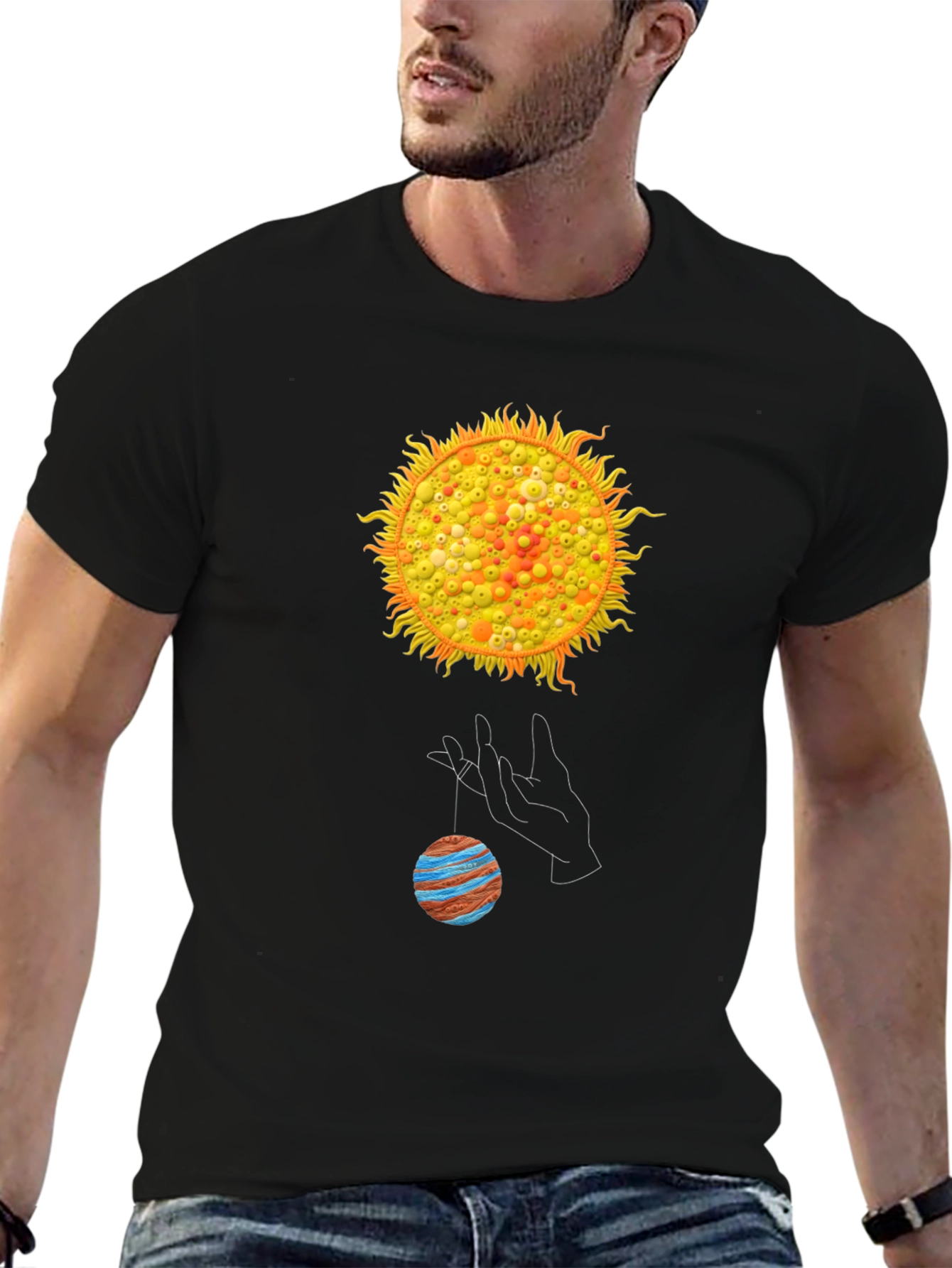 Black Solar System Graphic T-Shirt view 6