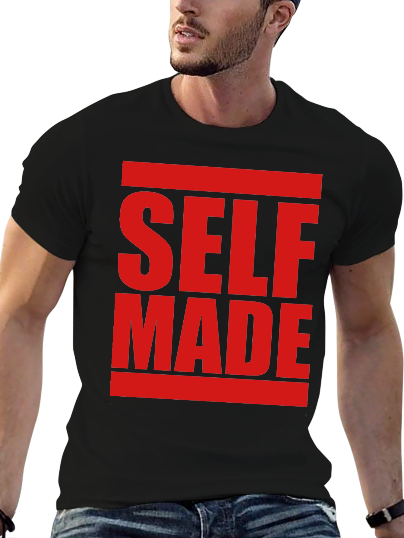 Black Self Made Graphic Tee - Bold Statement Shirt view 6