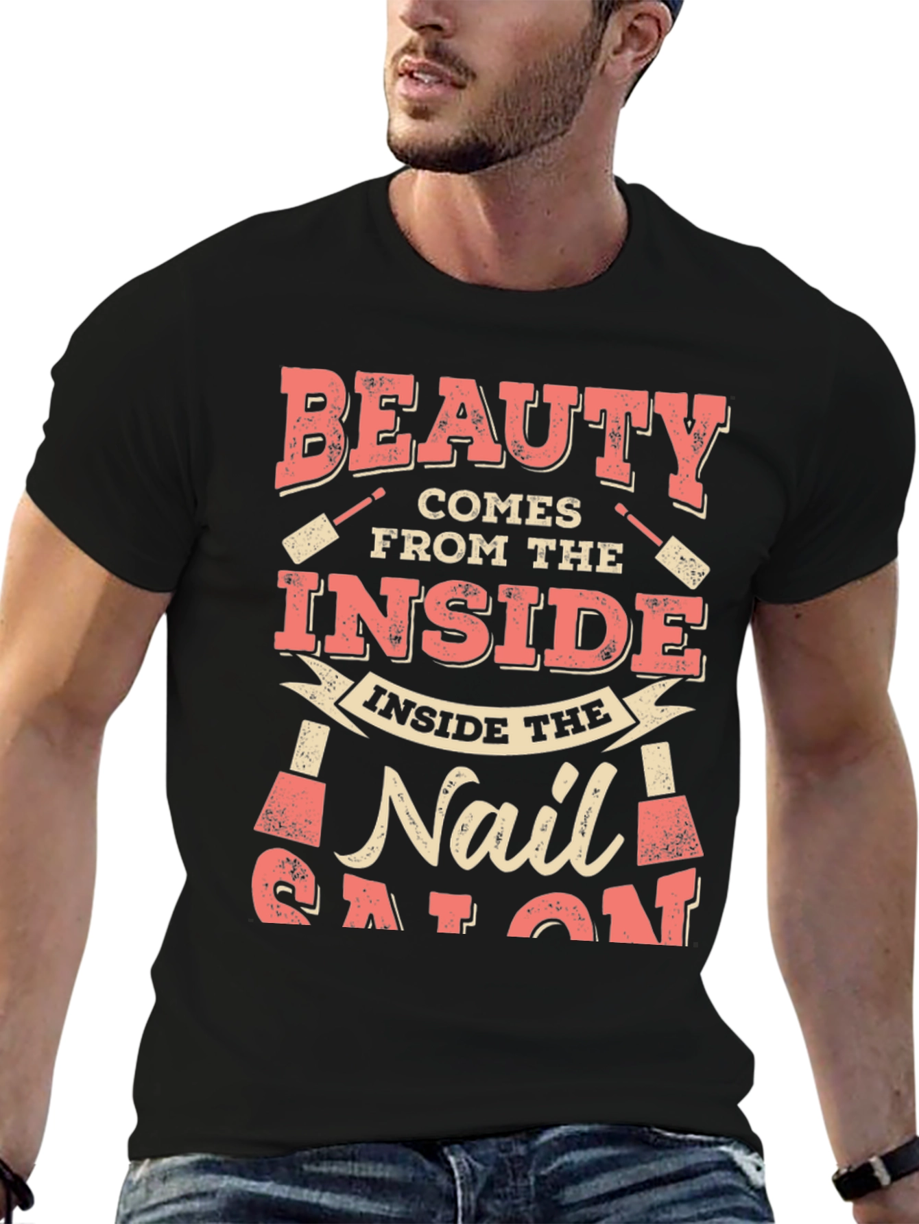 Black Beauty Comes From the Inside Nail Salon T-Shirt view 6