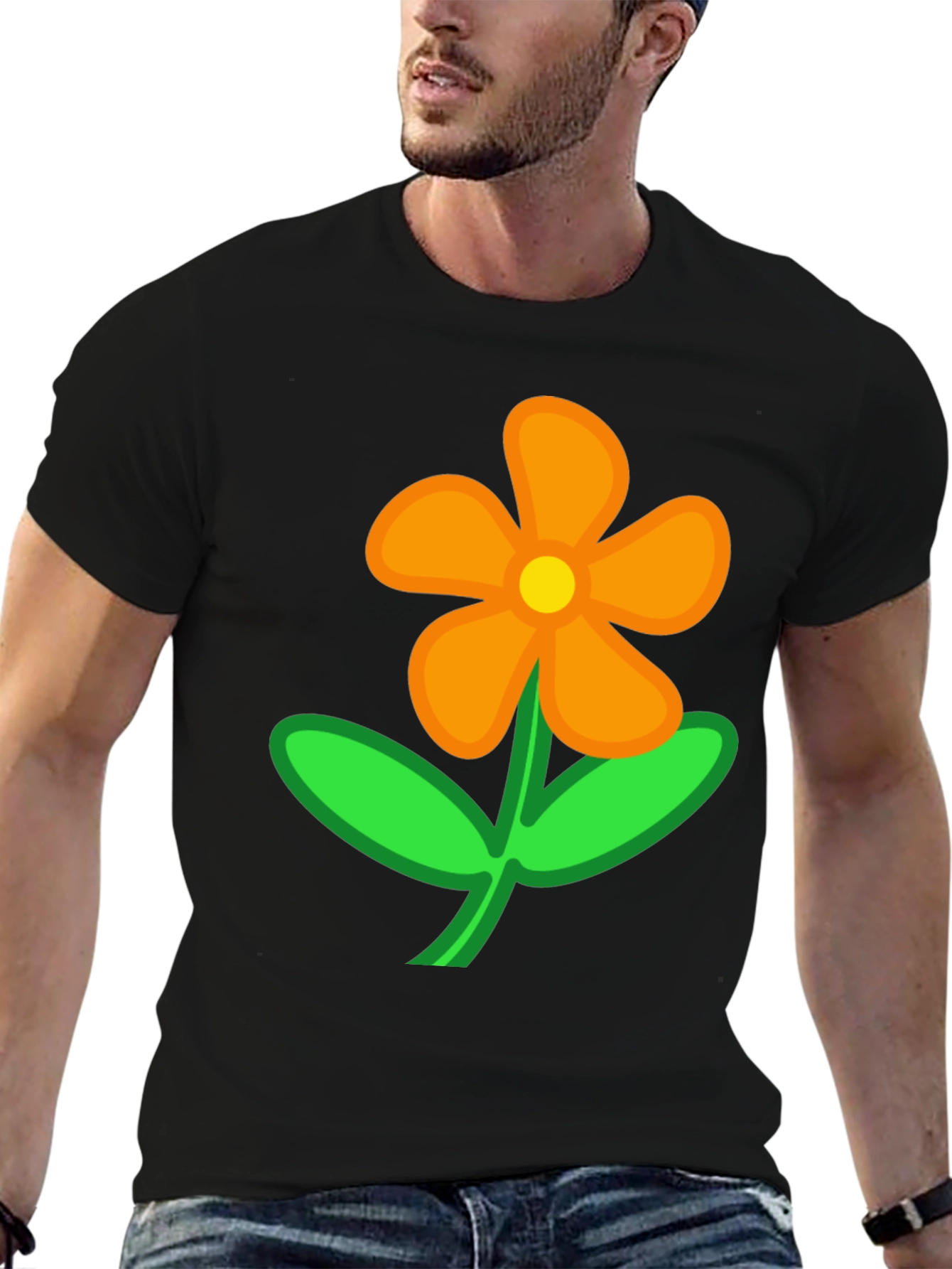 Black Black Flower T-Shirt - Casual Cotton Tee view 6