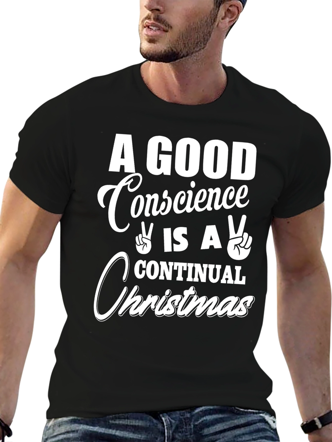 Black A Good Conscience Christmas Graphic Tee view 6