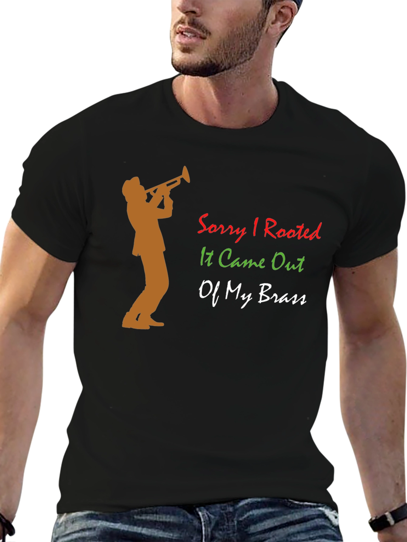 Black Sorry I Rooted T-Shirt - Trumpet Humor! view 6