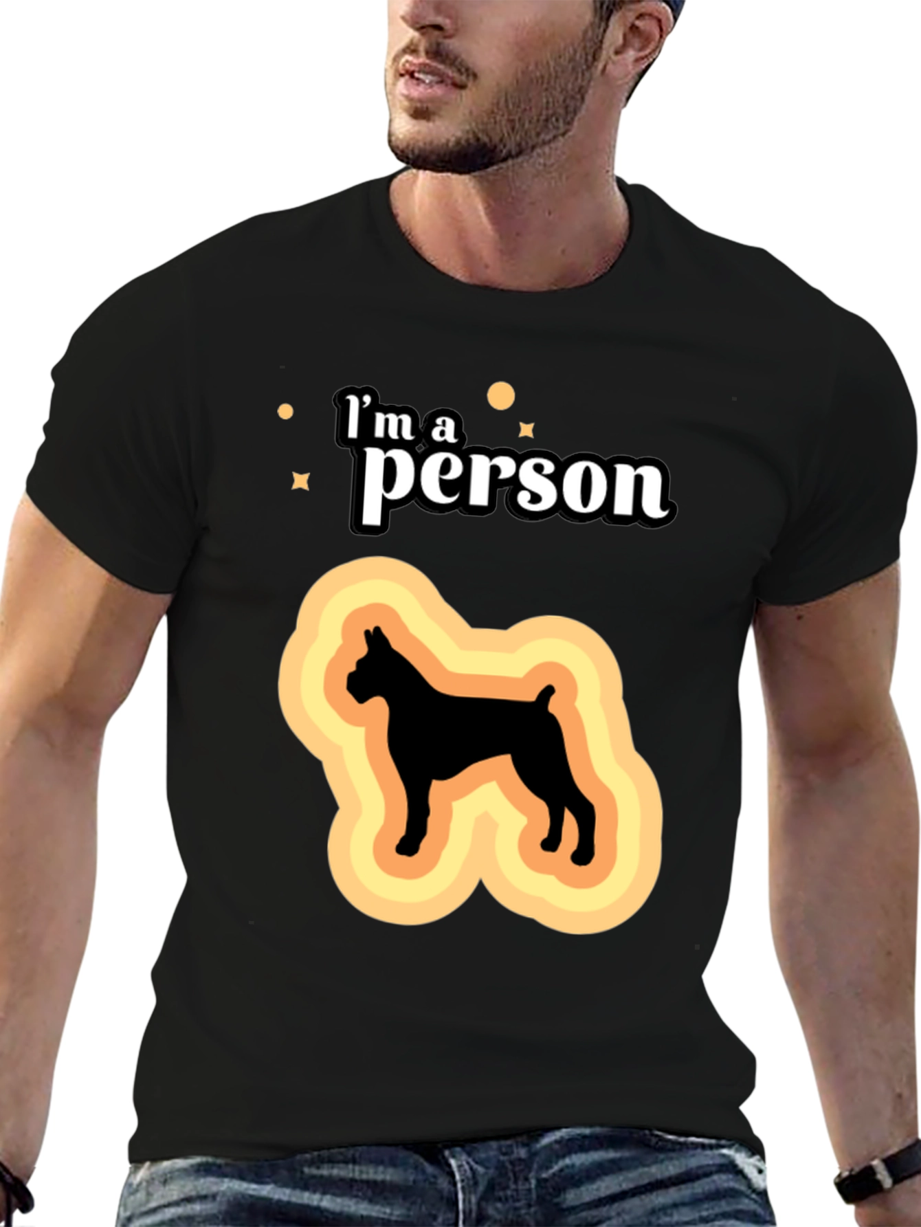 Black I'm a Person Dog Silhouette Black T-Shirt view 6