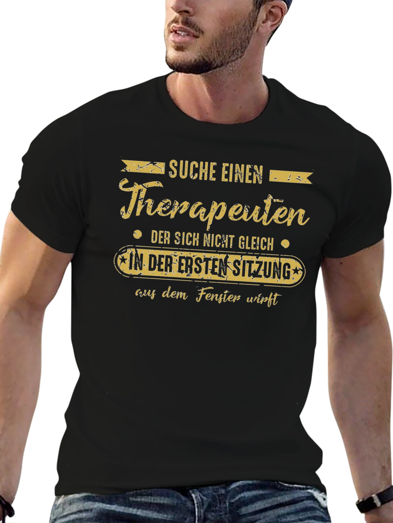 Black Sarcastic Therapist Seeker T-Shirt view 6