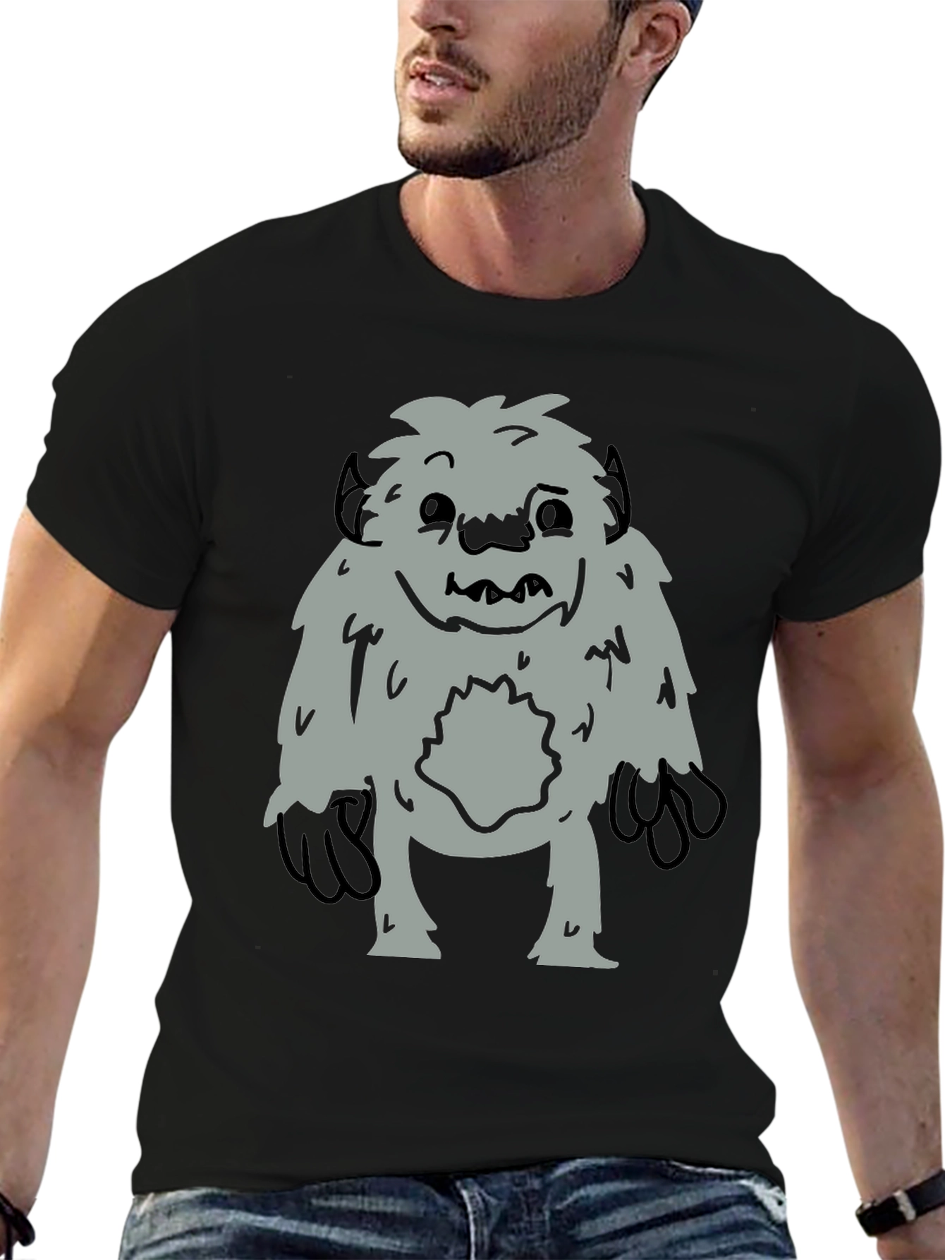 Fun Bigfoot Graphic Tee - Black Cotton Blend - 6
