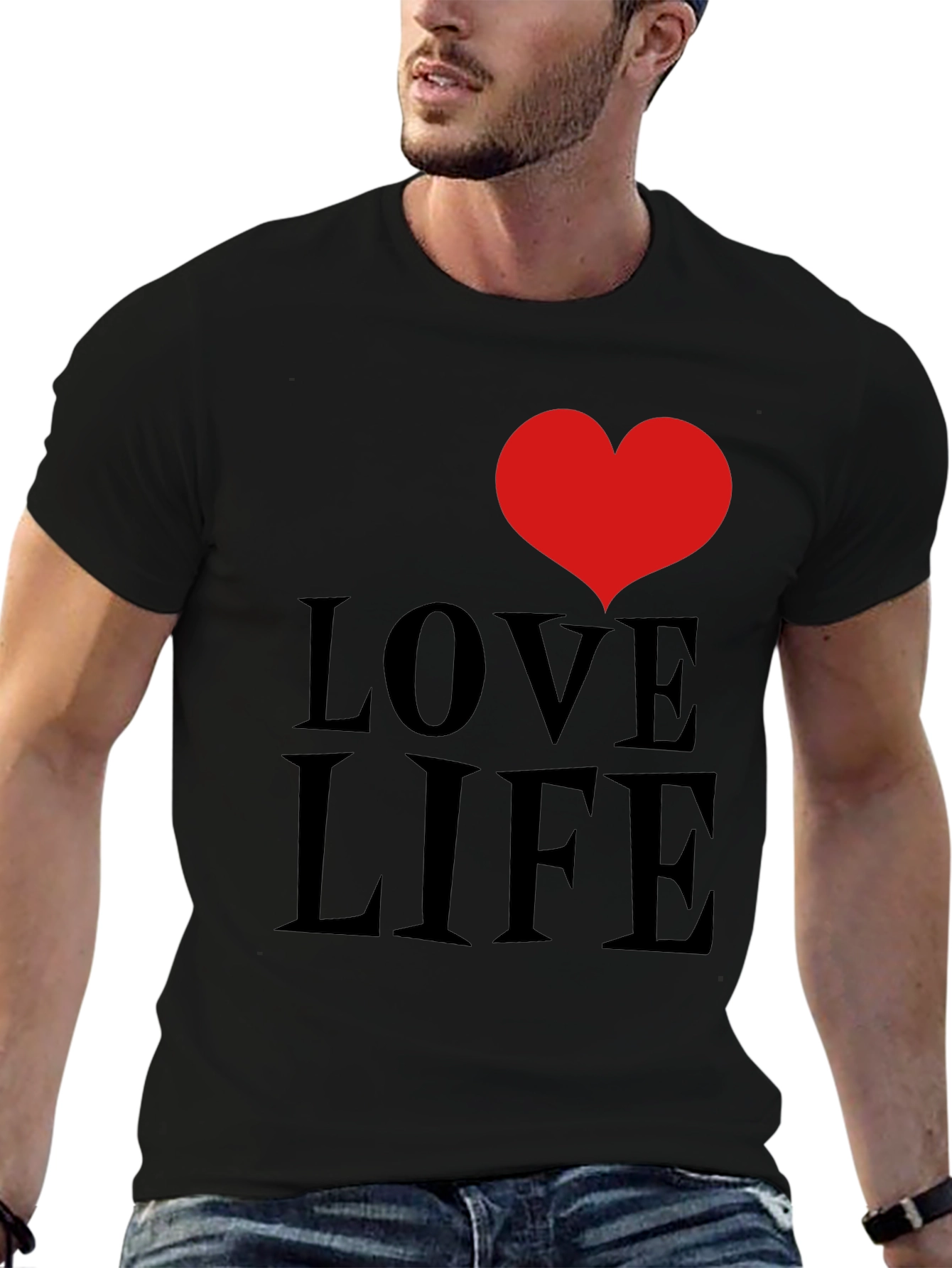 Black Love Life Graphic Tee - Black Cotton Comfort view 6