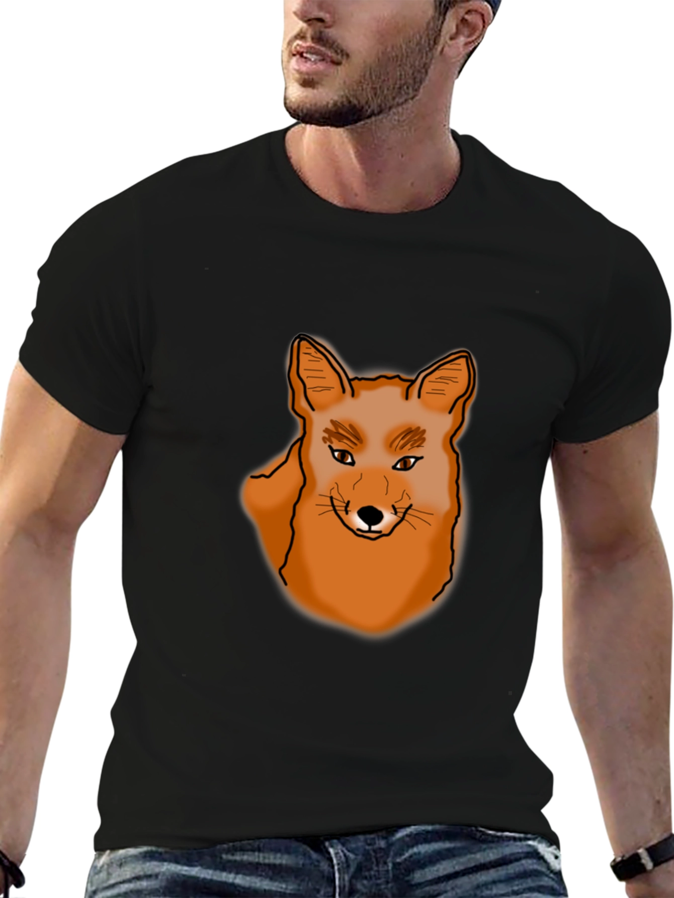 Black Fox Graphic Print Black T-Shirt view 6