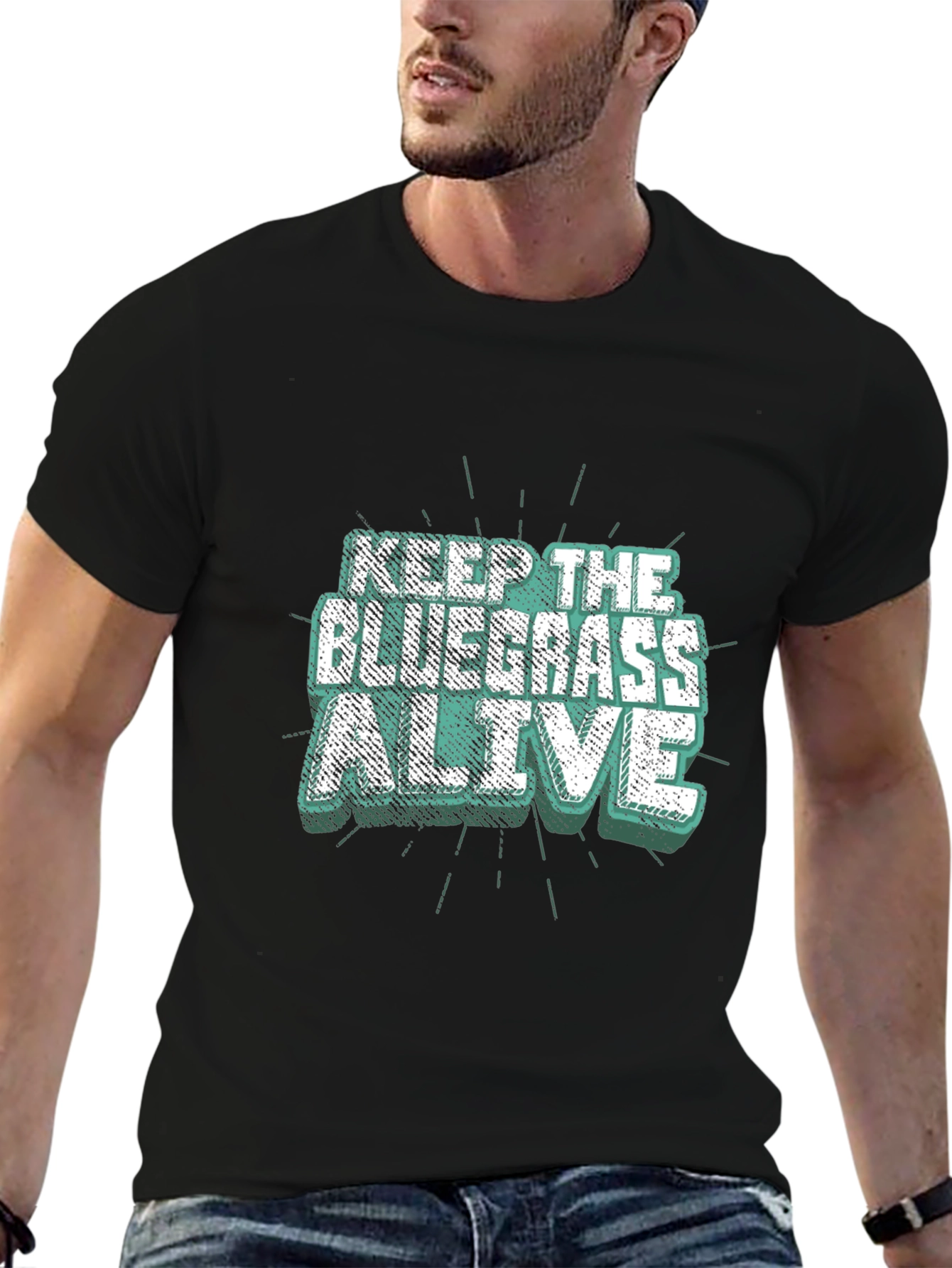 Black Keep The Bluegrass Alive Black T-Shirt view 6