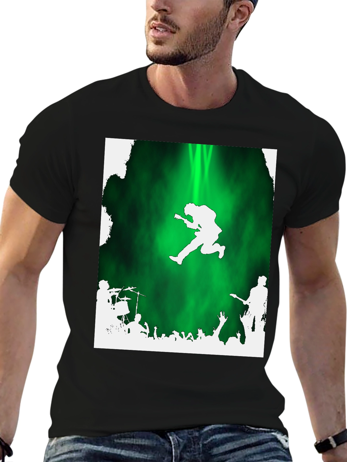 Rock Band Concert Graphic Tee - Black Cotton T-Shirt - 6