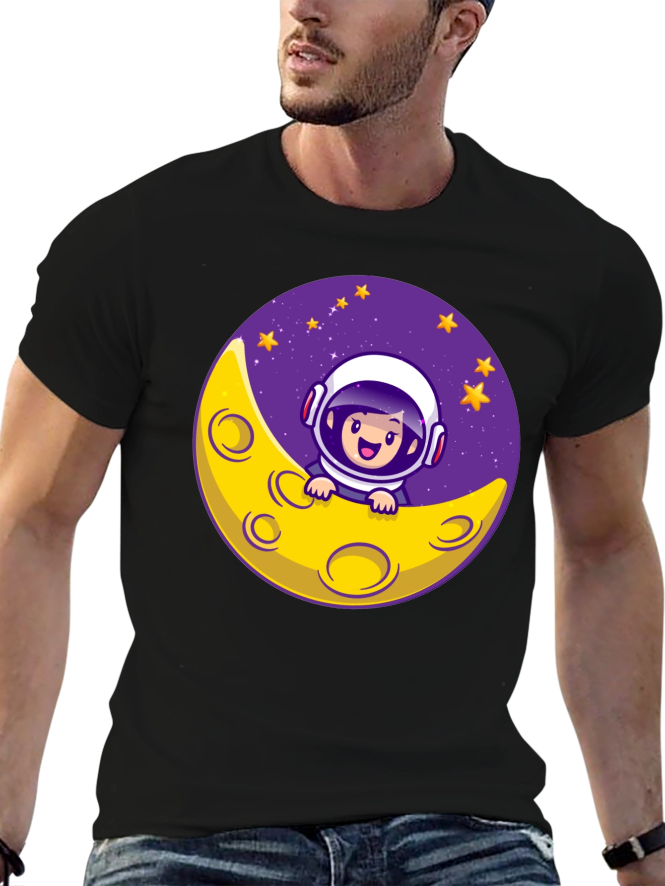 Black Astronaut Moon T-Shirt view 6