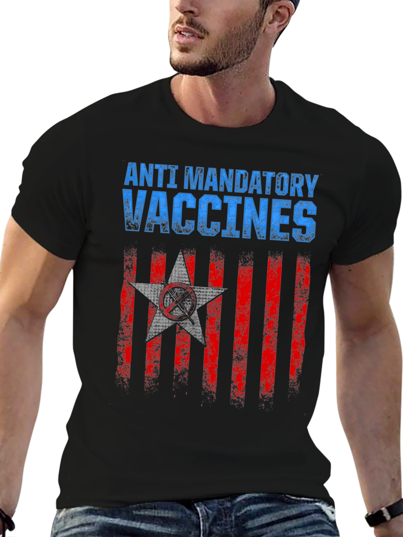 Black Anti Mandatory Vaccines T-Shirt Black Cotton view 6