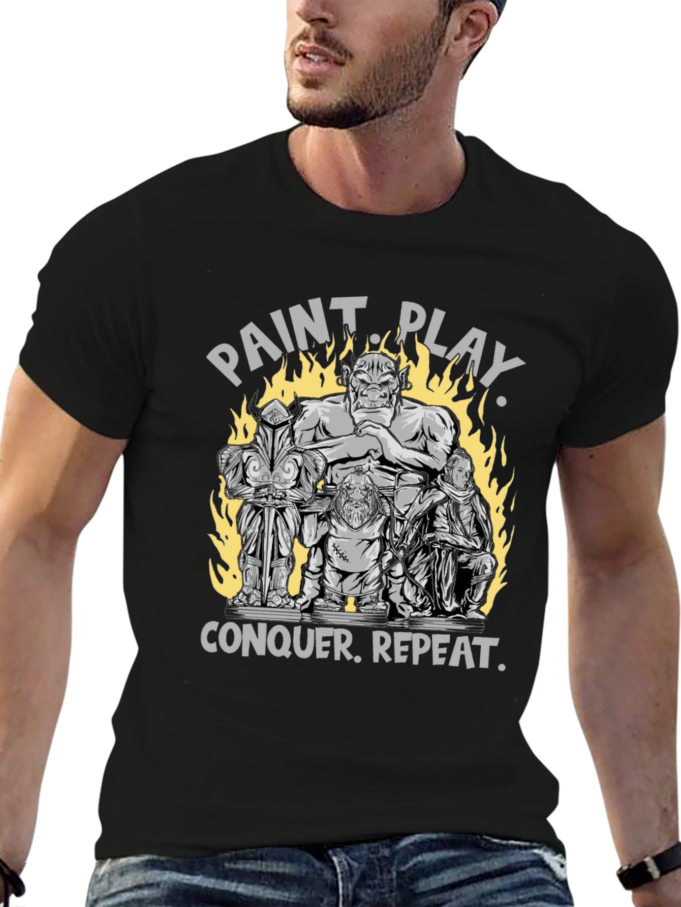Black Paint Play Conquer Repeat T-Shirt view 6