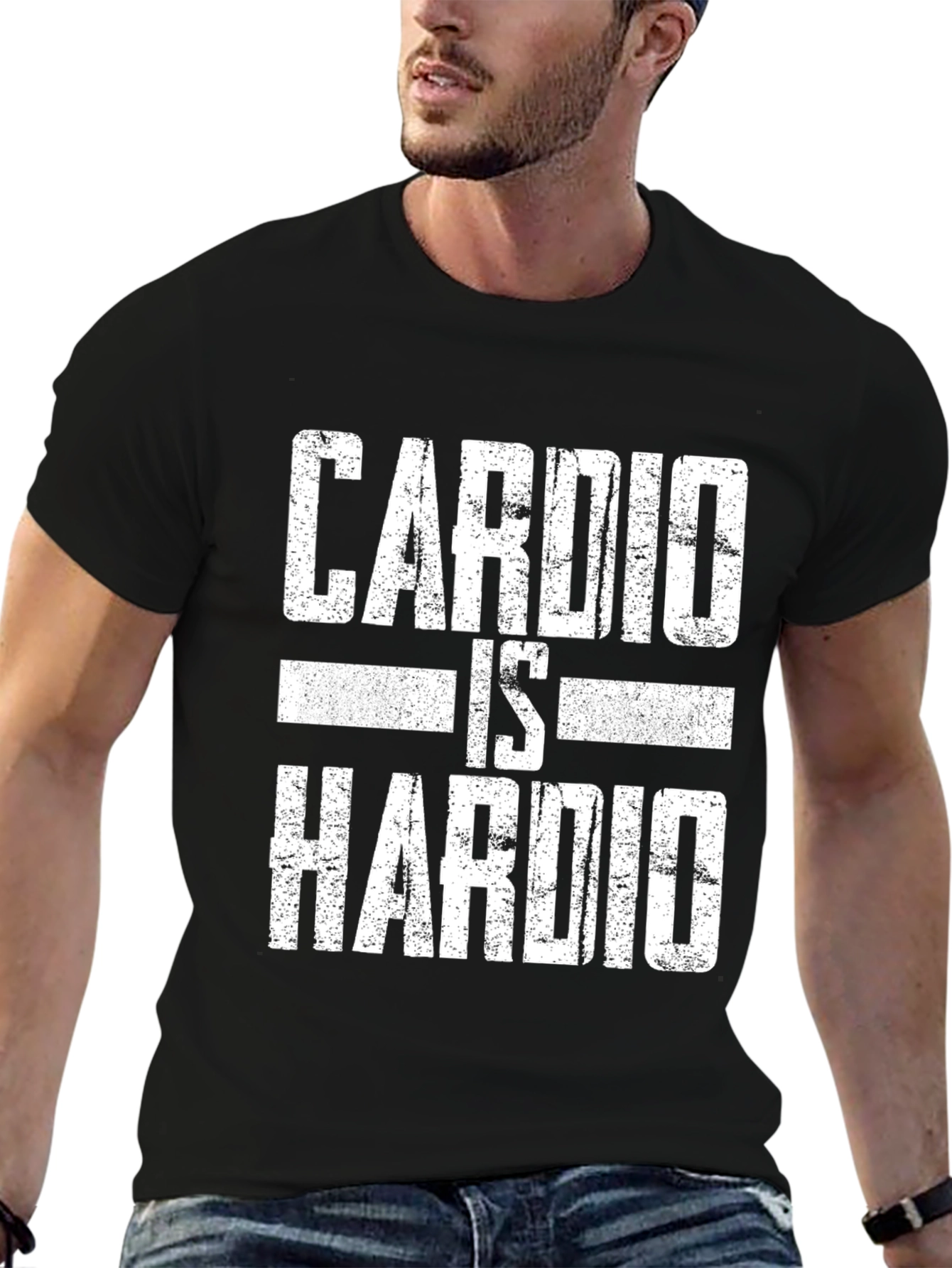 Black Cardio Is Hardio Graphic T-Shirt view 6