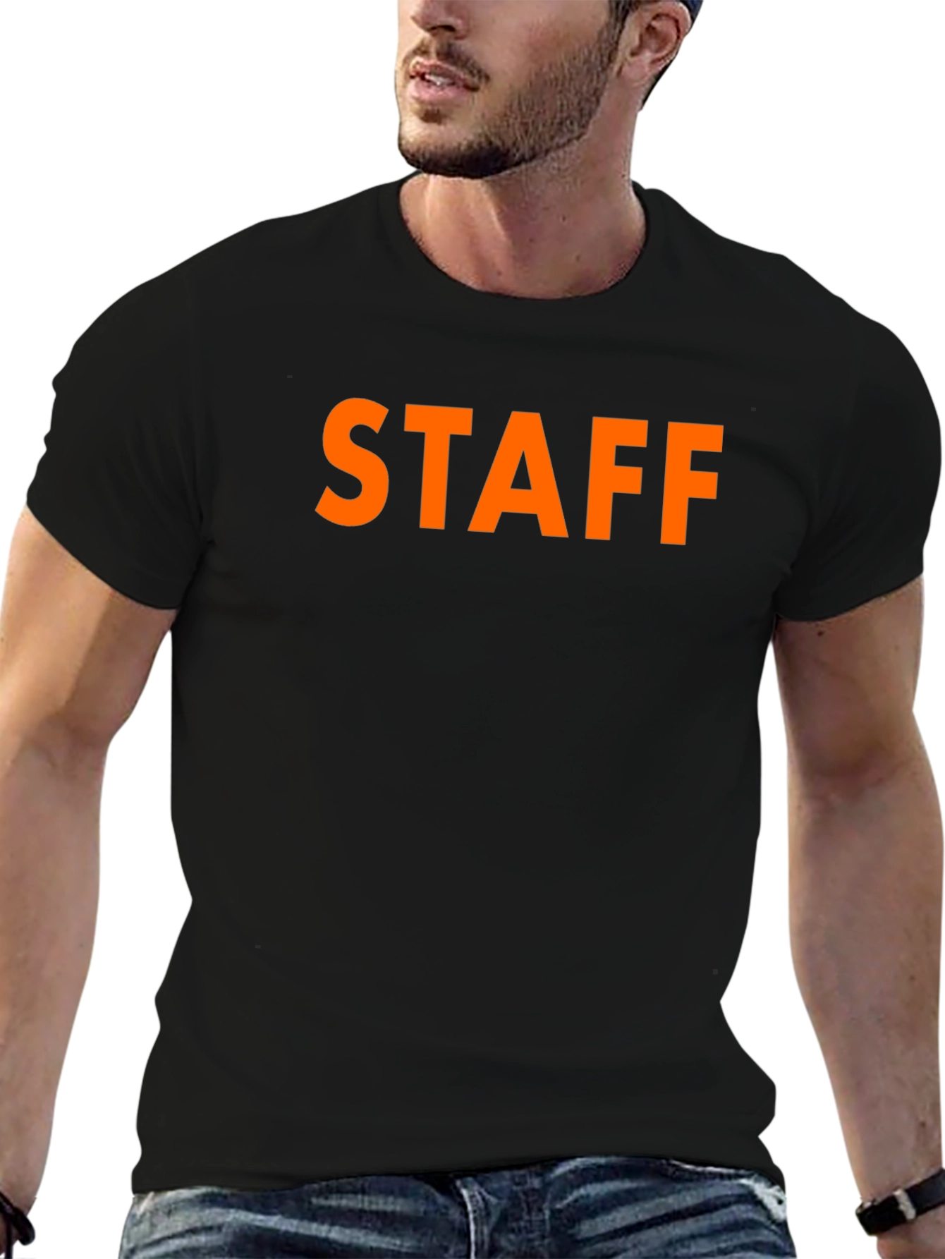 Black Black STAFF T-Shirt Crew Neck Casual Wear view 6