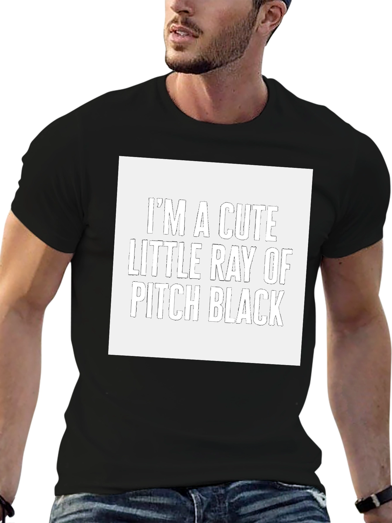 Black I'm A Cute Little Ray of Pitch Black Funny Sarcastic T-Shirt view 6