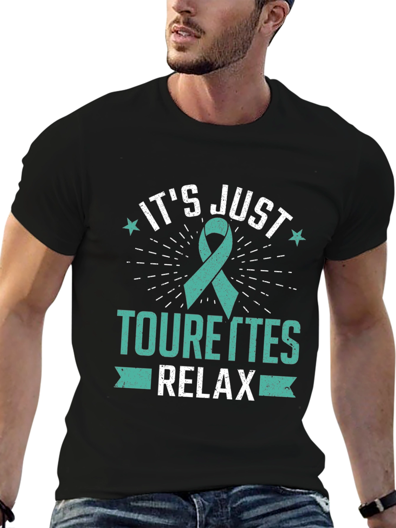 Black Tourette's Awareness T-Shirt - Relax view 6