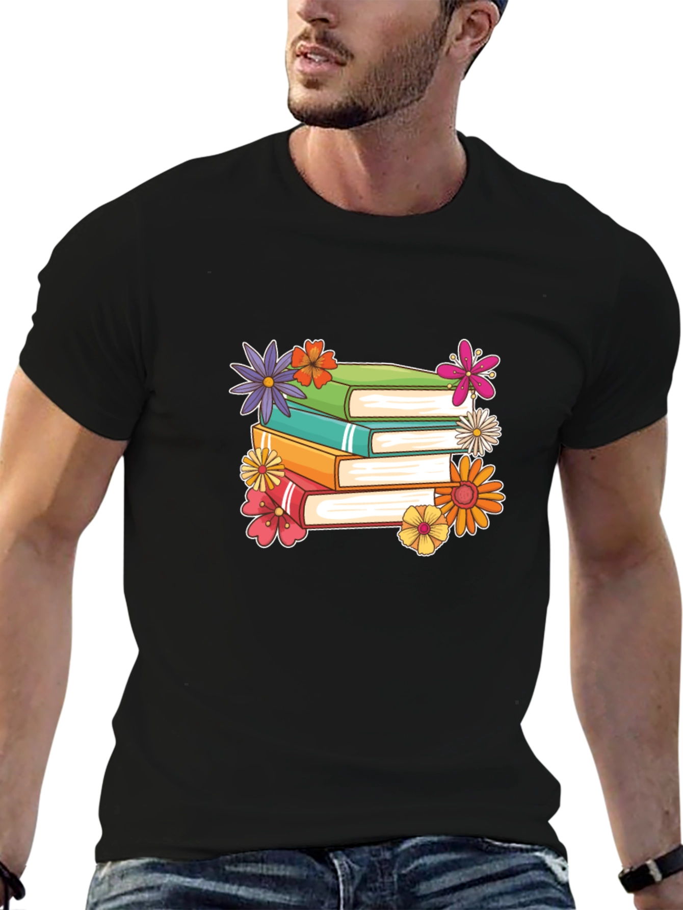 Black Book Lover's Floral Stack T-Shirt view 6