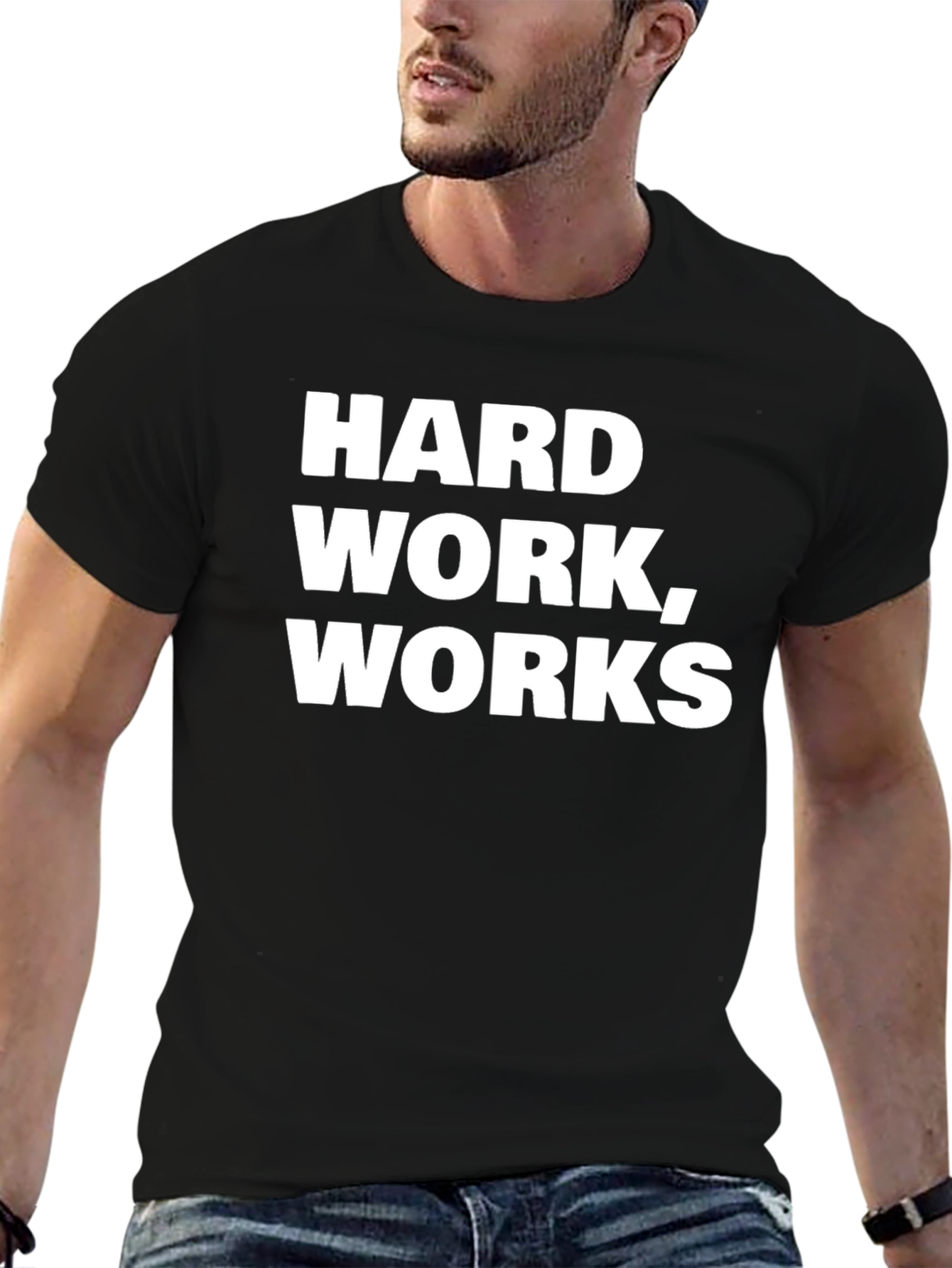 Black Hard Work Works Black Graphic Tee view 6