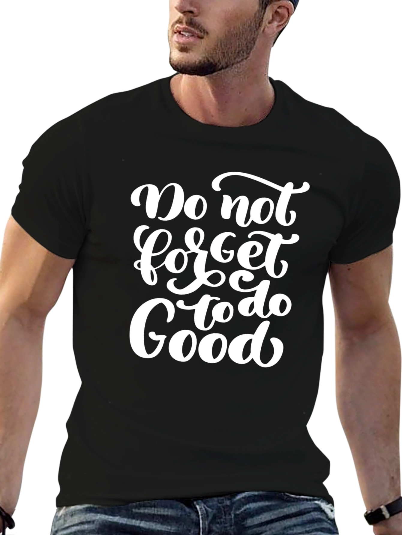 Black Do Good Black Graphic Tee for Men view 6