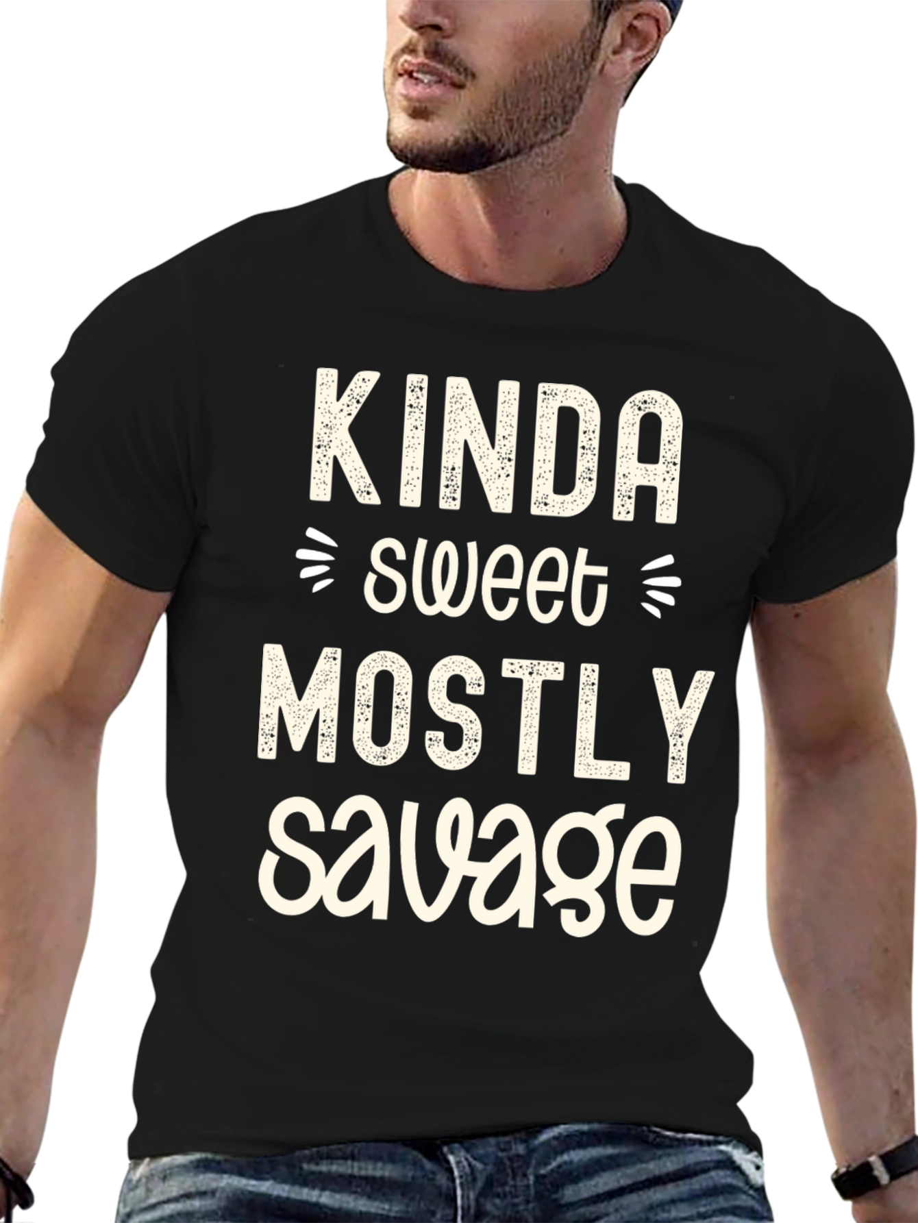 Black Kinda Sweet Mostly Savage Graphic Tee view 6