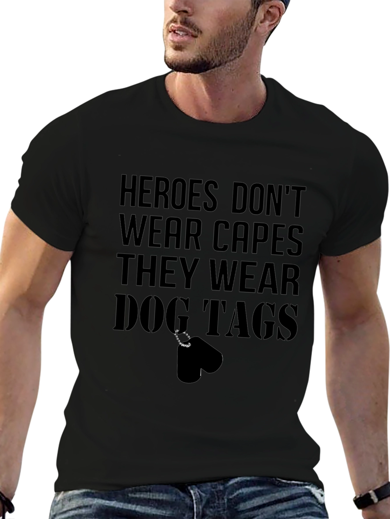 Black Heroes Dog Tag T-Shirt - Black Graphic Tee view 6