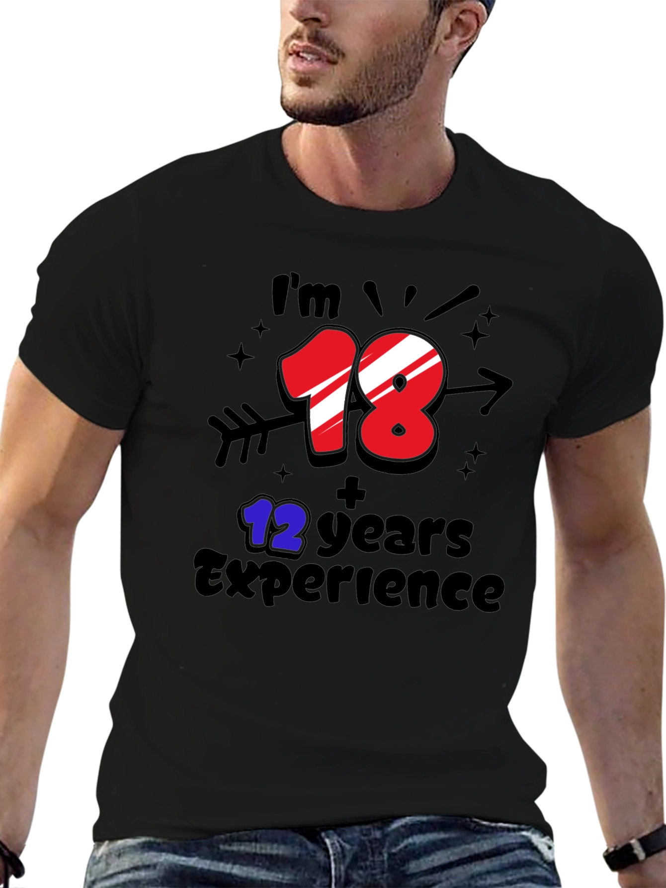 Black Funny 30th Birthday T-Shirt: 18+12 Years Experience view 6
