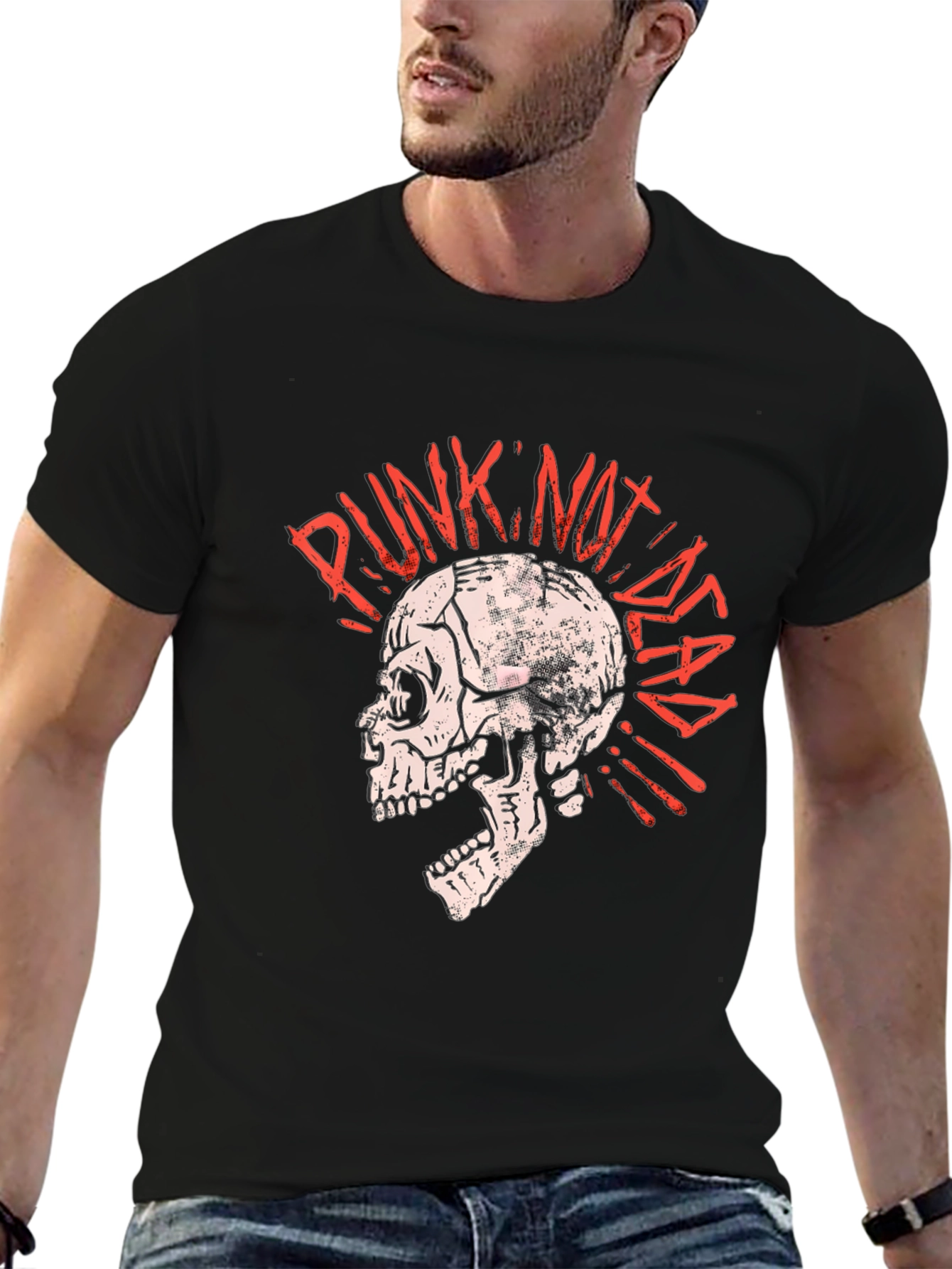 Black Punk Not Dead Skull T-Shirt view 6