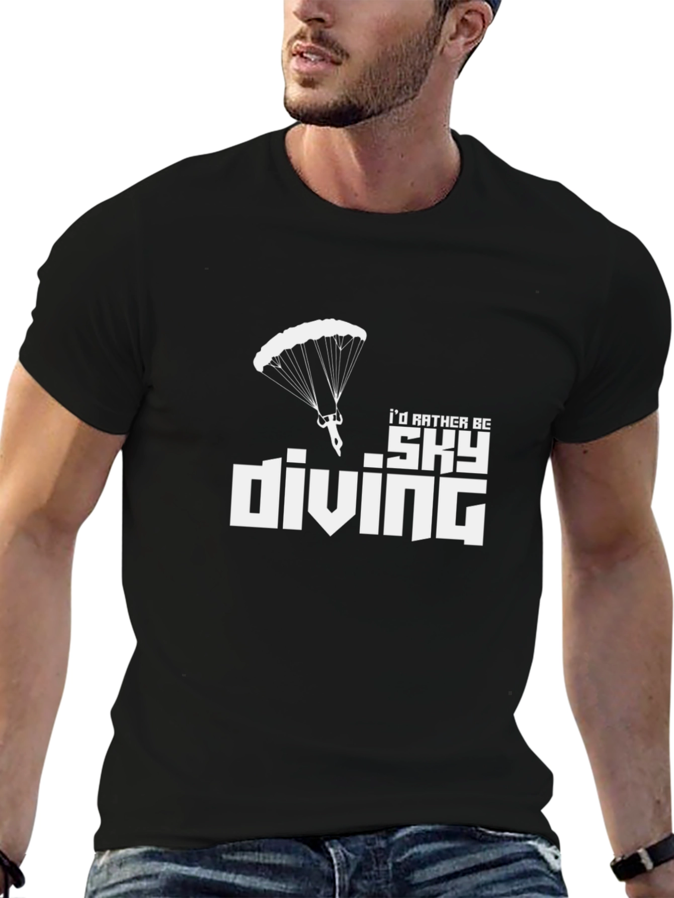 Black Skydiving T-Shirt: "I'd Rather Be" view 6