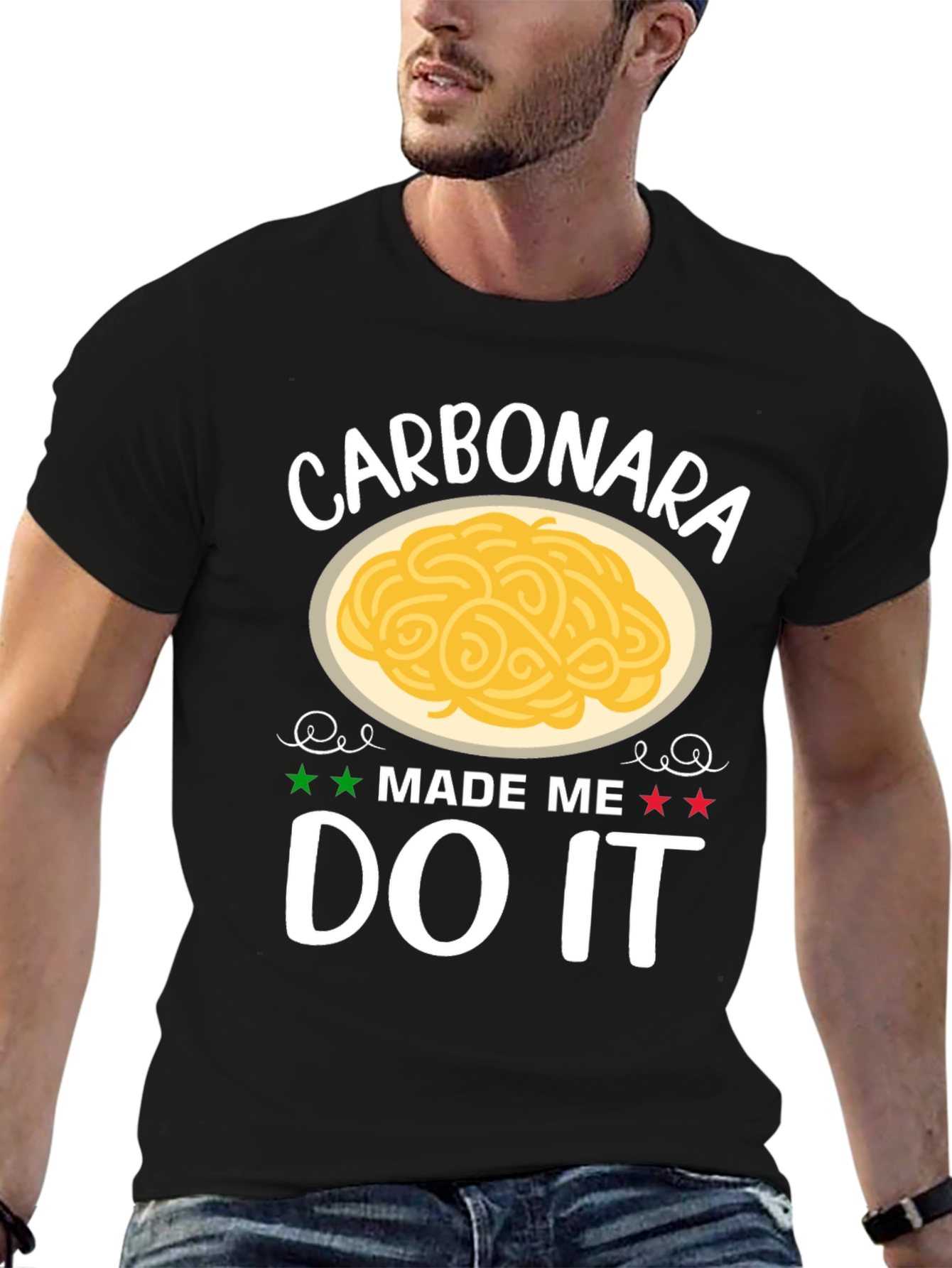 Black Carbonara Made Me Do It T-Shirt view 6