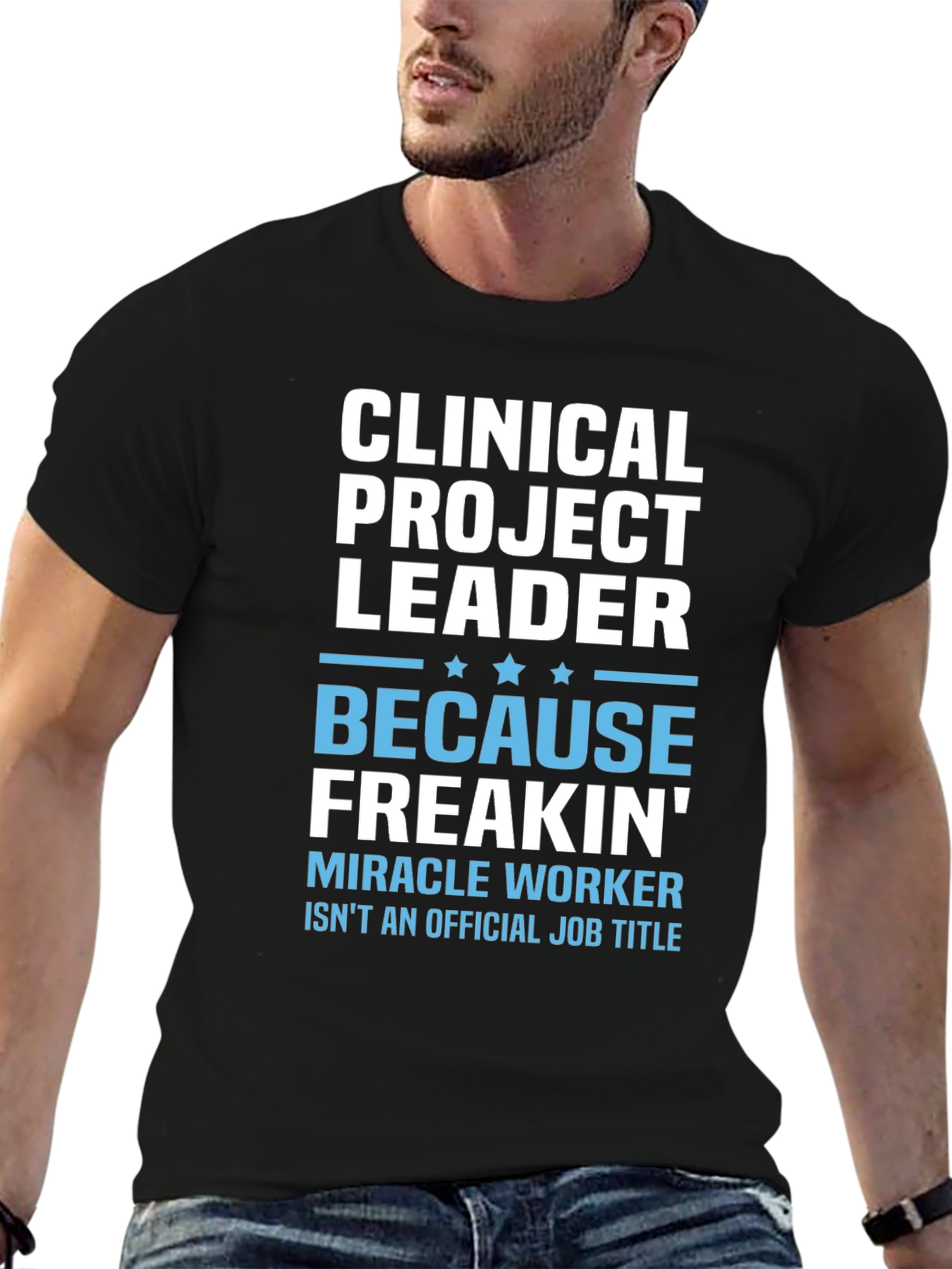 Black Clinical Project Leader Funny Graphic T-Shirt view 6