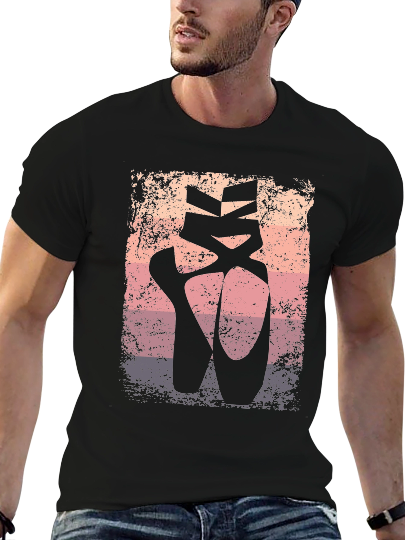 Black Ballet Pointe Shoes Graphic Tee - Dance Lover Shirt view 6