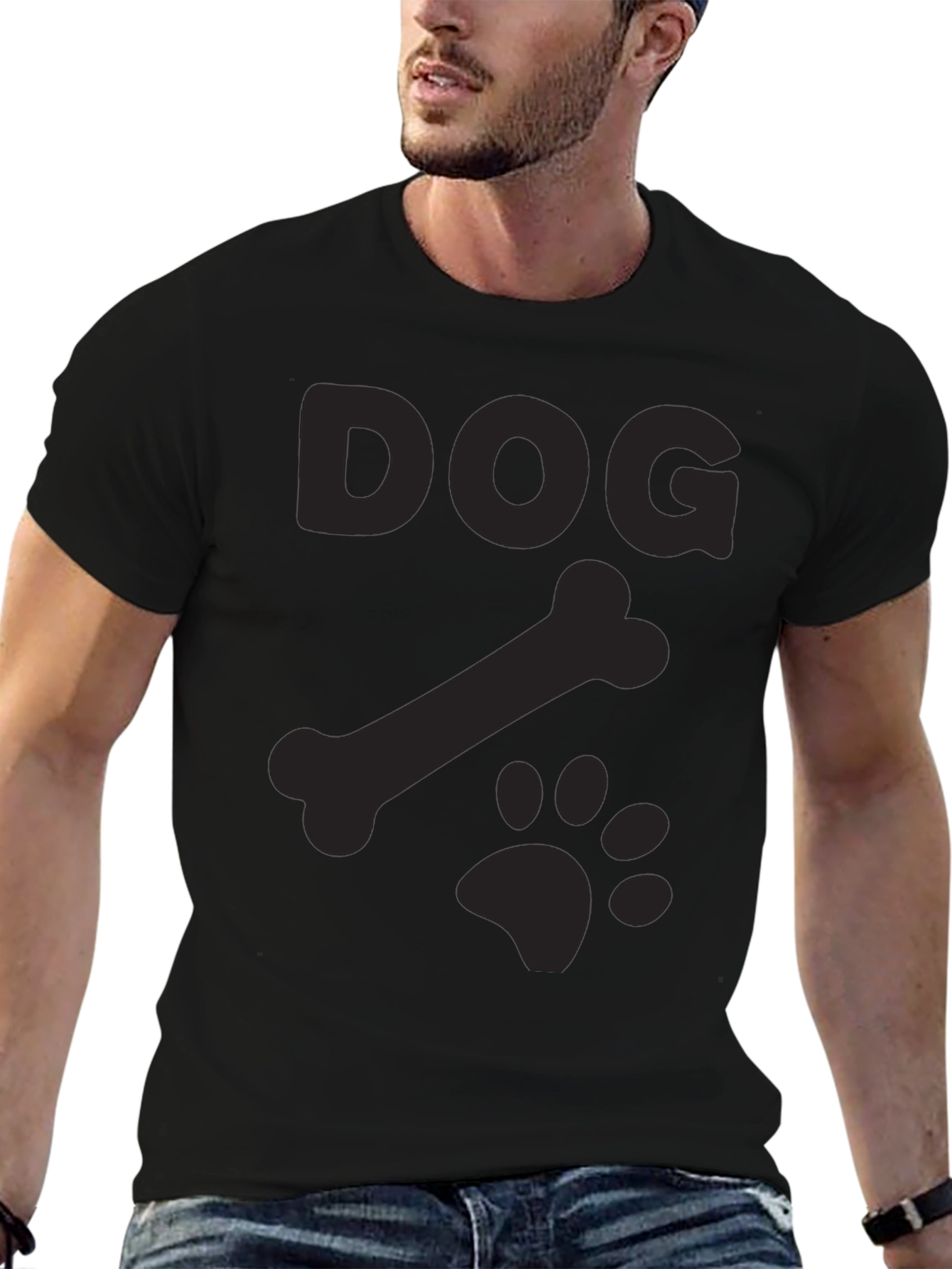 Black Dog Bone Paw Print T-Shirt view 6