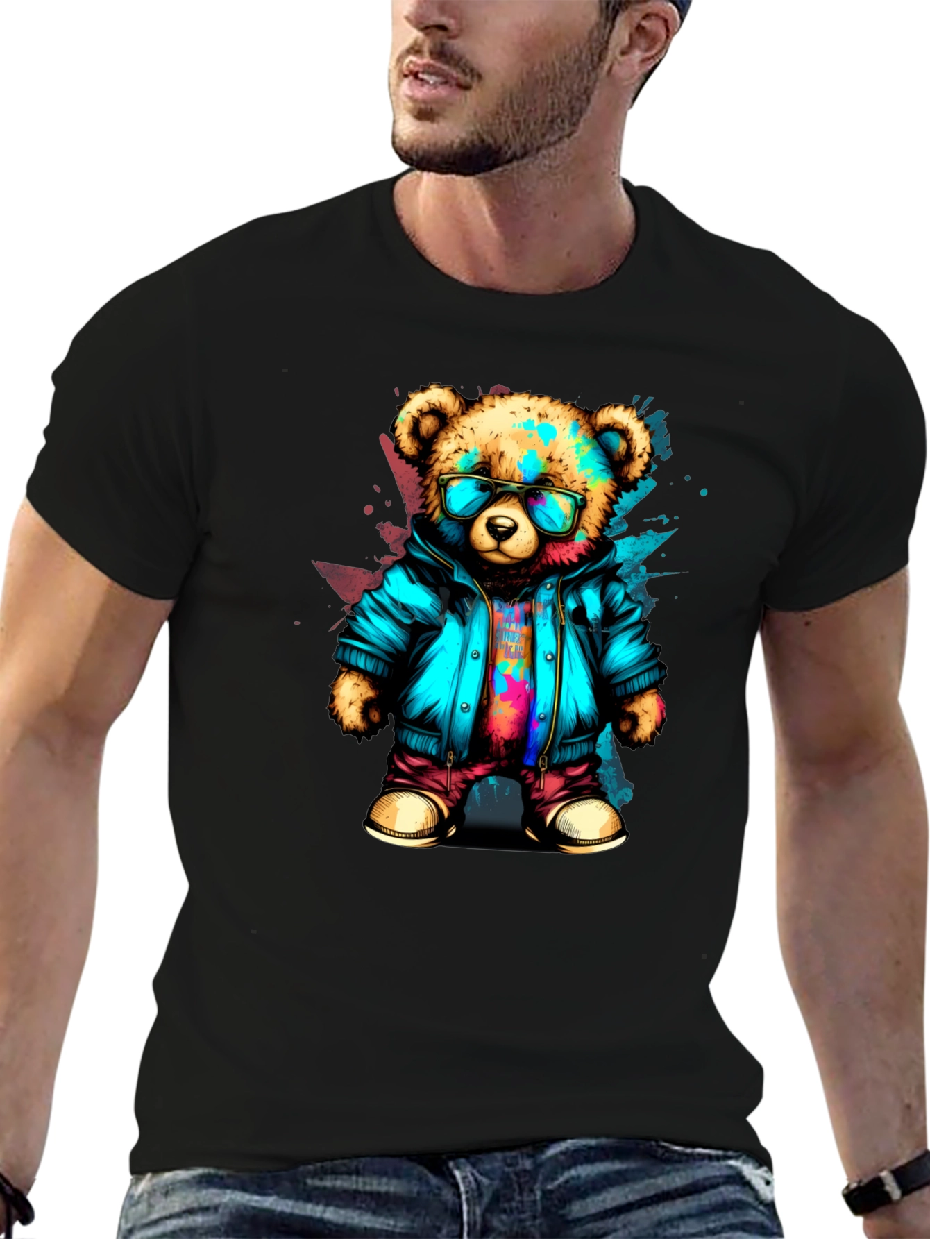 Black Cool Bear Graphic Tee - Urban Style view 6