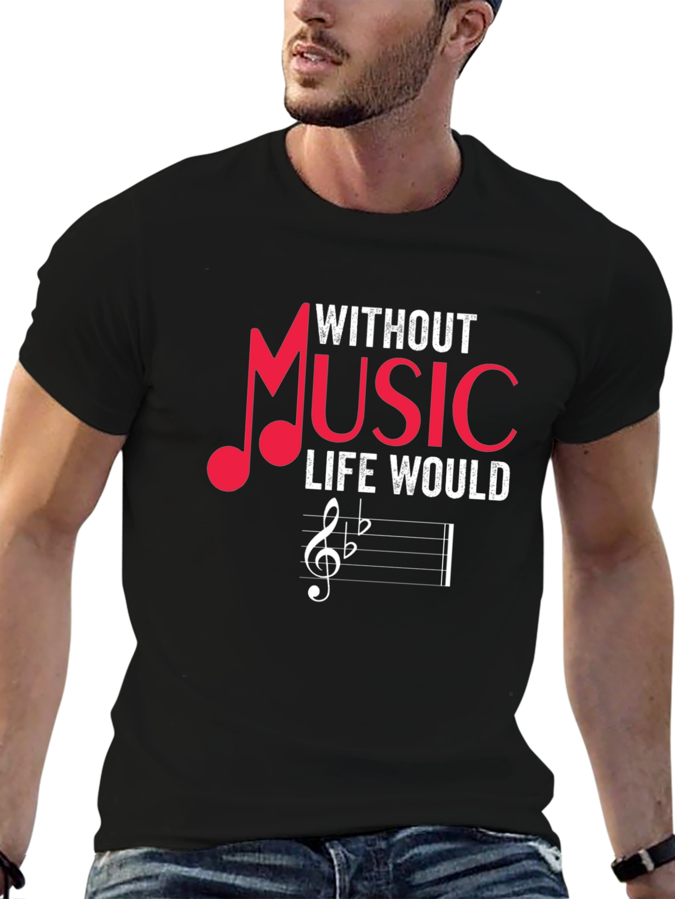 Black Music Lover Graphic Tee - Without Music Life Would... view 6