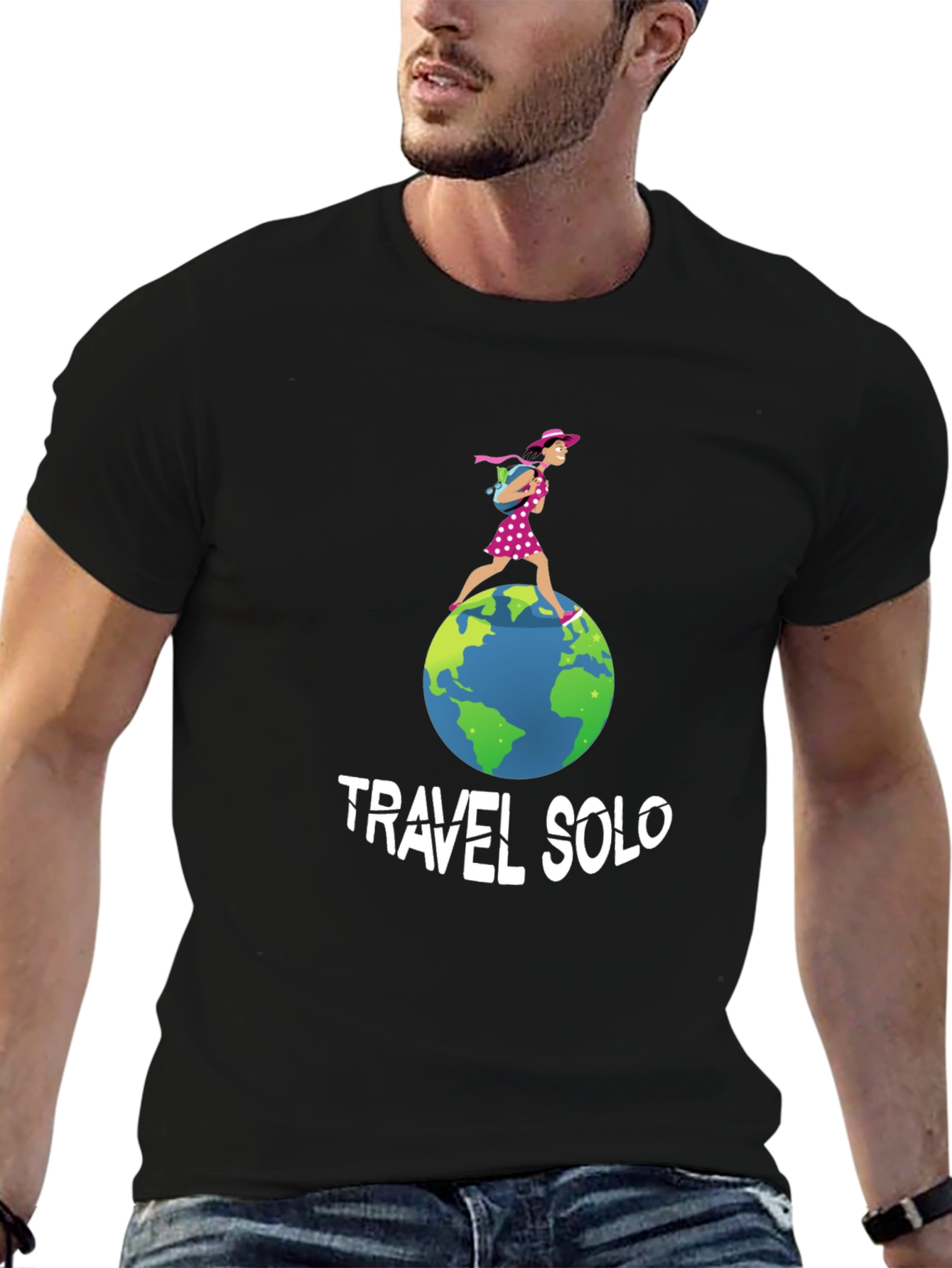 Black Travel Solo Graphic Tee - Adventure Shirt view 6