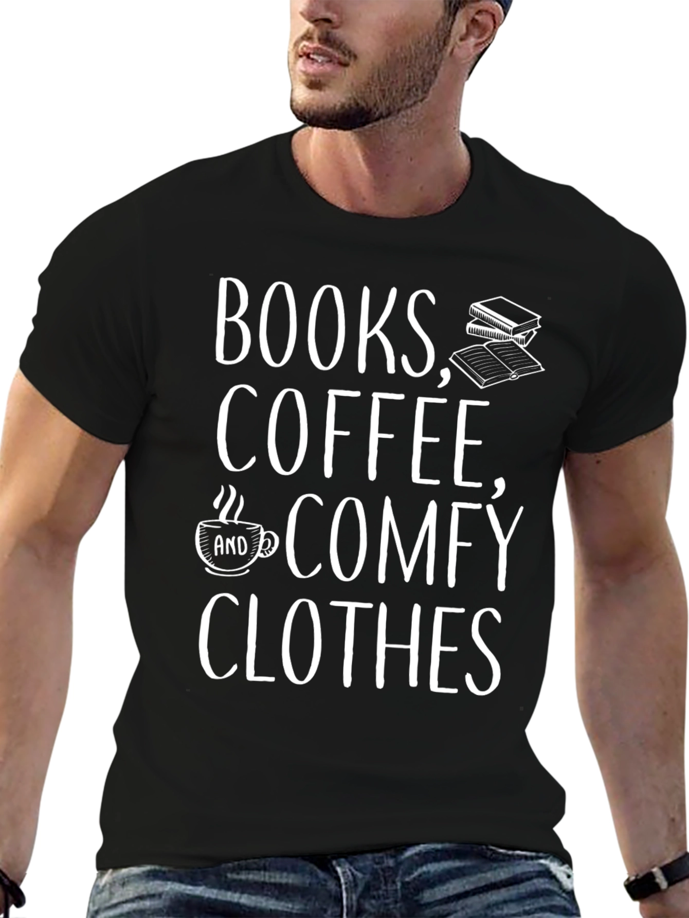 Black Books, Coffee, Comfy Clothes Graphic Tee view 6